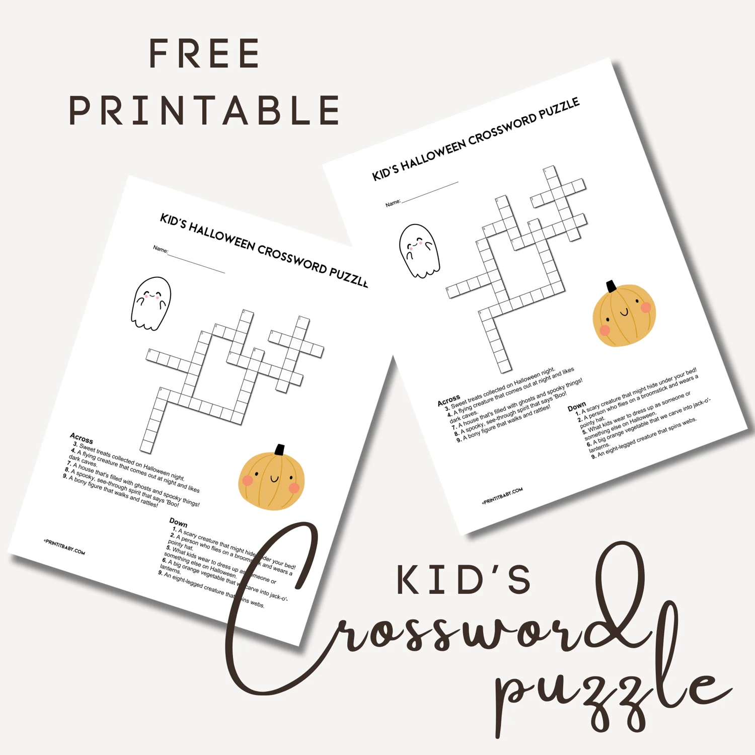 Free Printable Halloween Crossword Puzzles