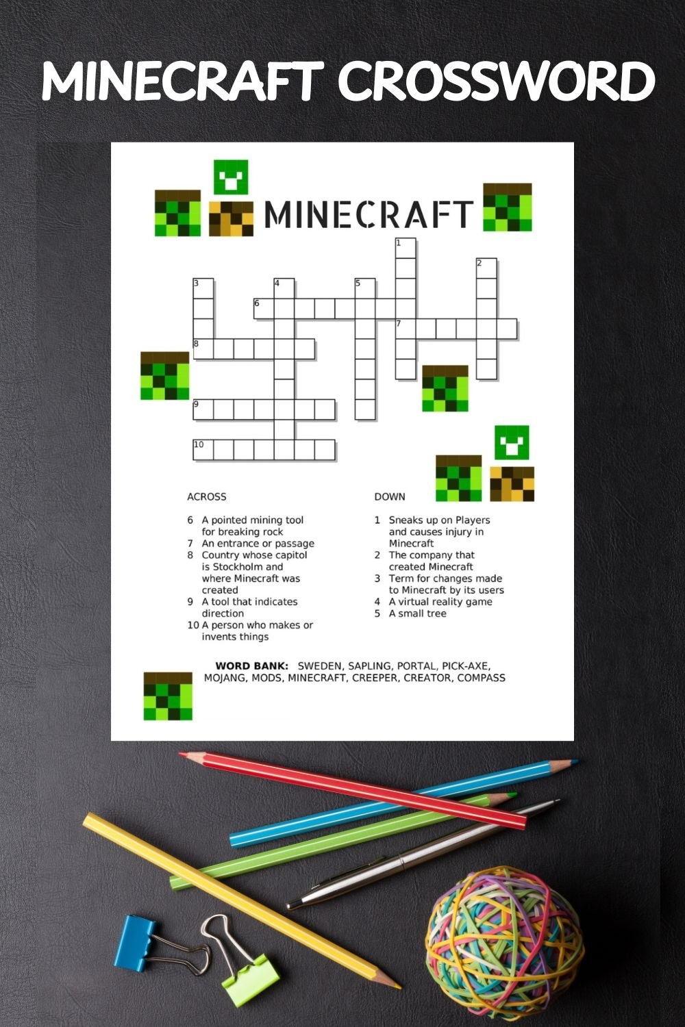 Free Printable Crossword Puzzle for 6 Year Olds