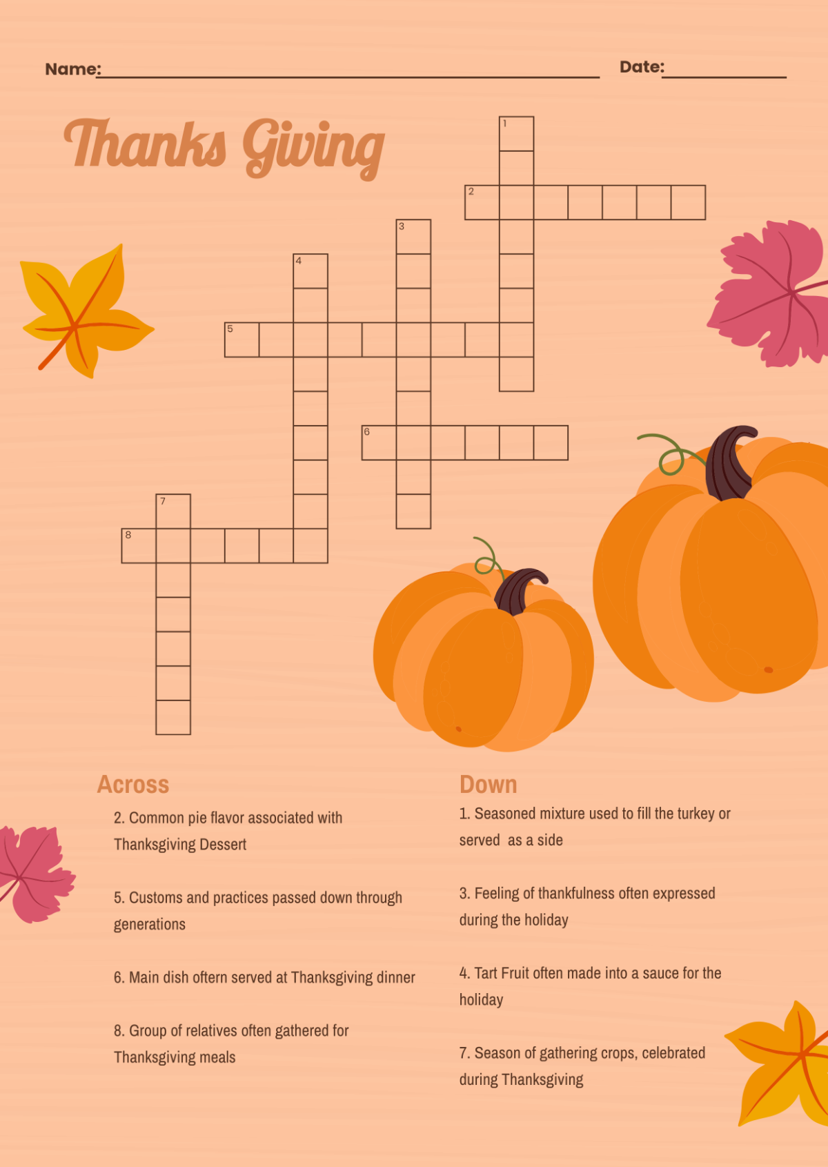 Free Printable Mini Crossword Puzzle Template To Edit Online