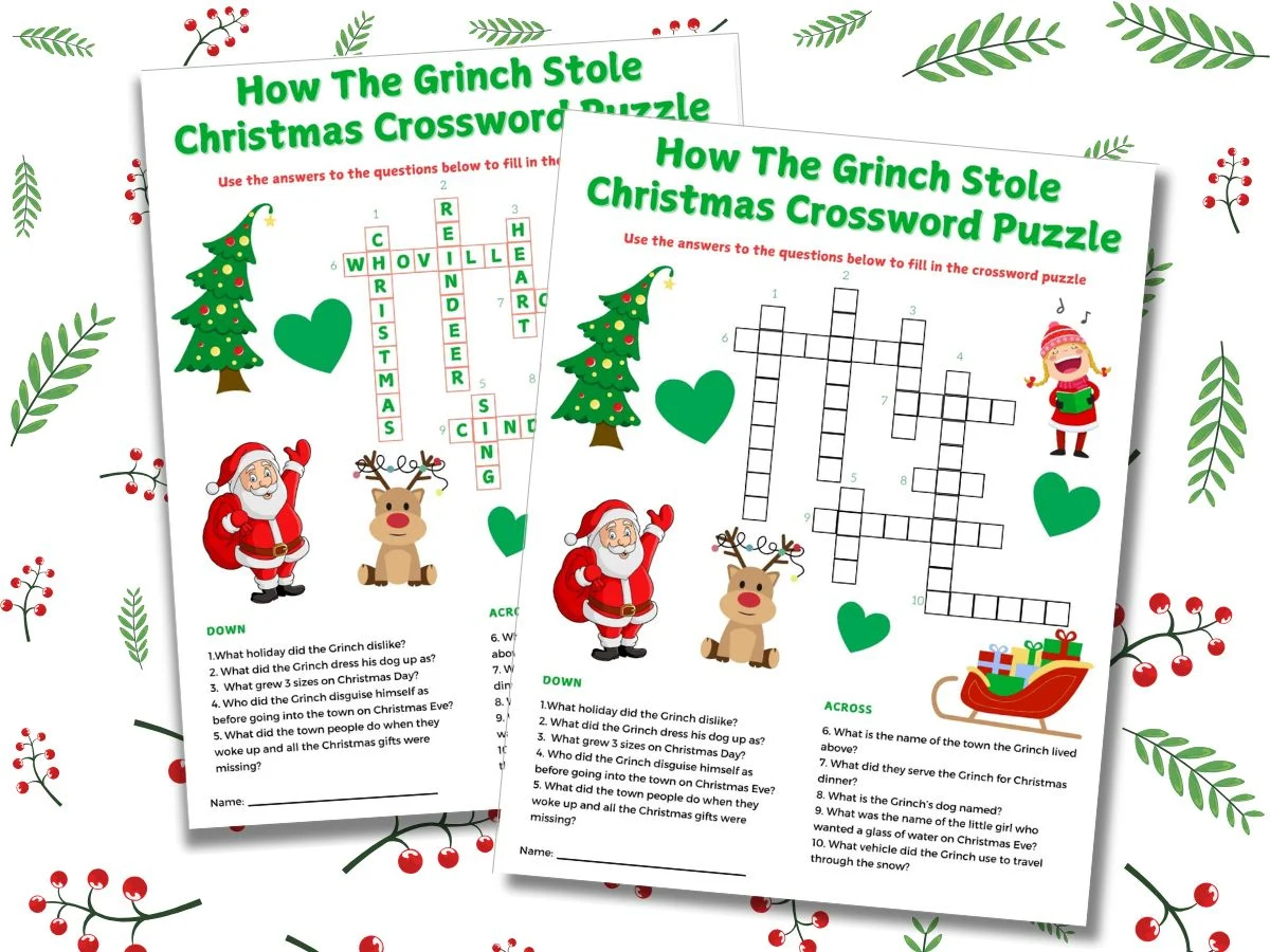 Free Printable The Grinch Word Games