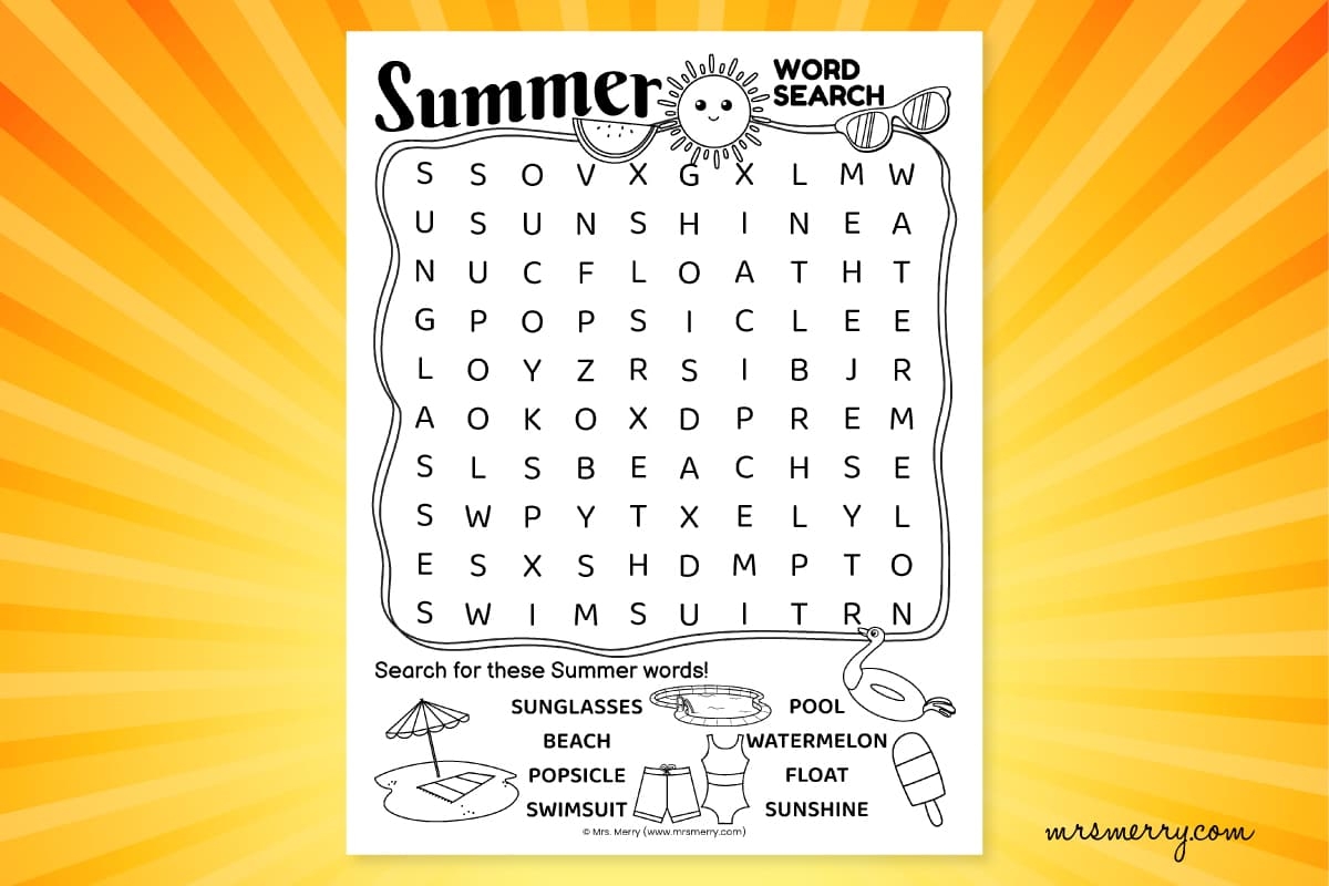 Summer Time Crossword Puzzles Printable