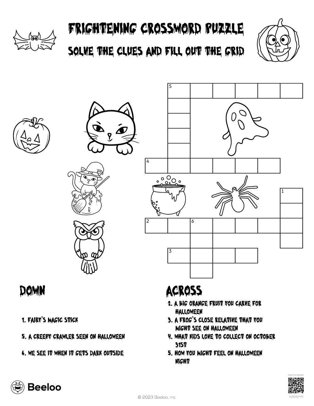 Frightening Crossword Puzzle Beeloo Printable Crafts And Activities For Kids Frightening Crossword Puzzle Beeloo Printable Crafts And Activities For Kids