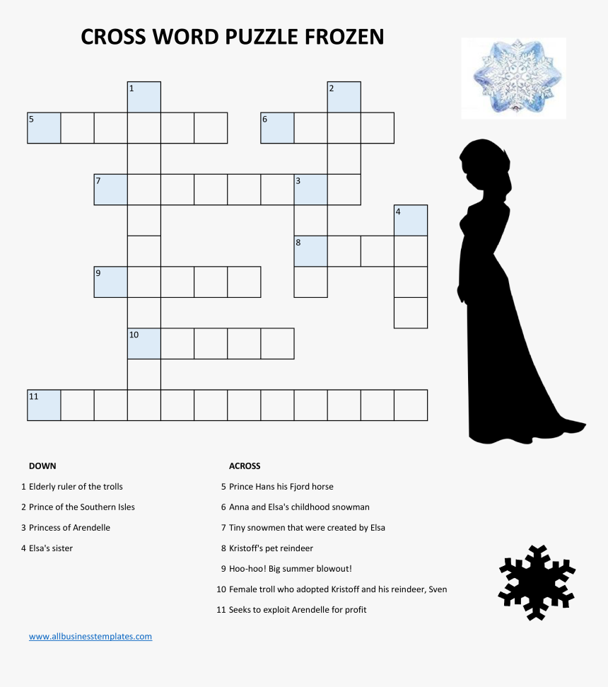 Frozen Crossword Puzzle Main Image Disney Frozen Crossword Puzzles HD Png Download Kindpng