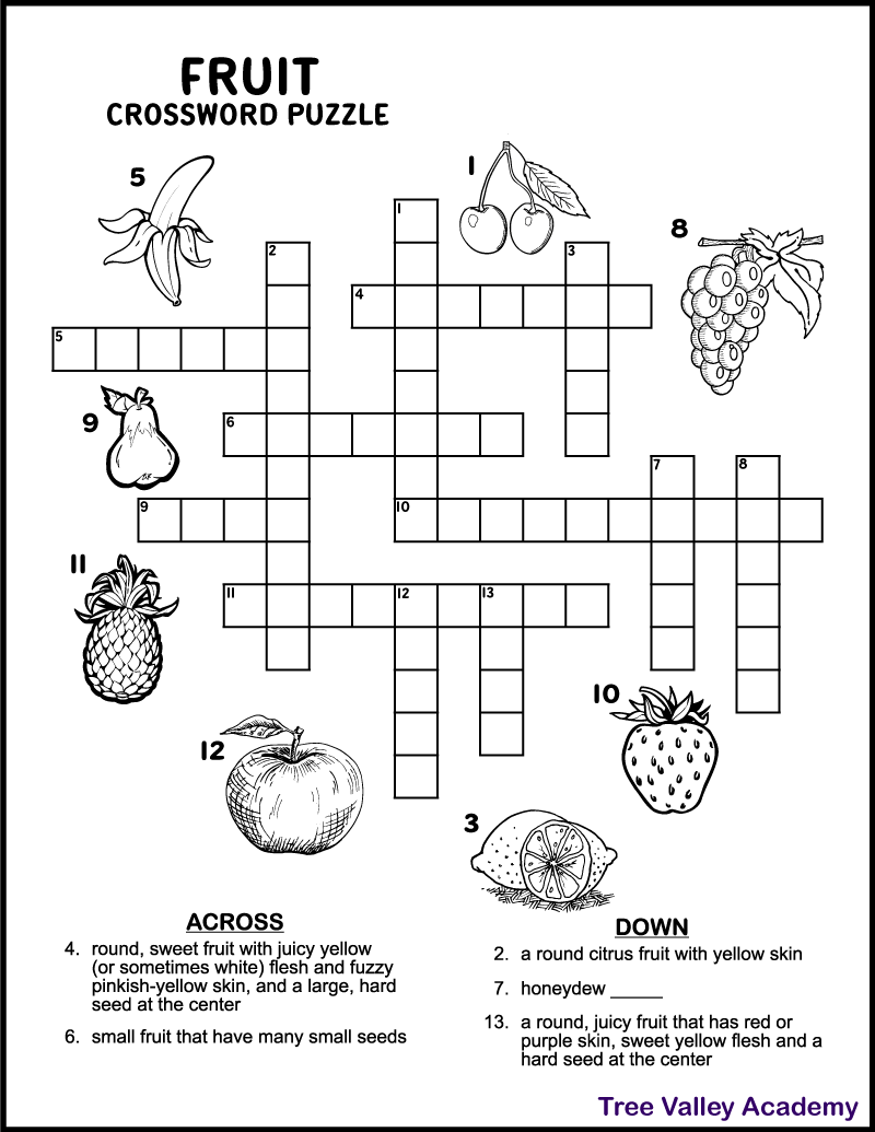 Printable Crossword Puzzles for Children