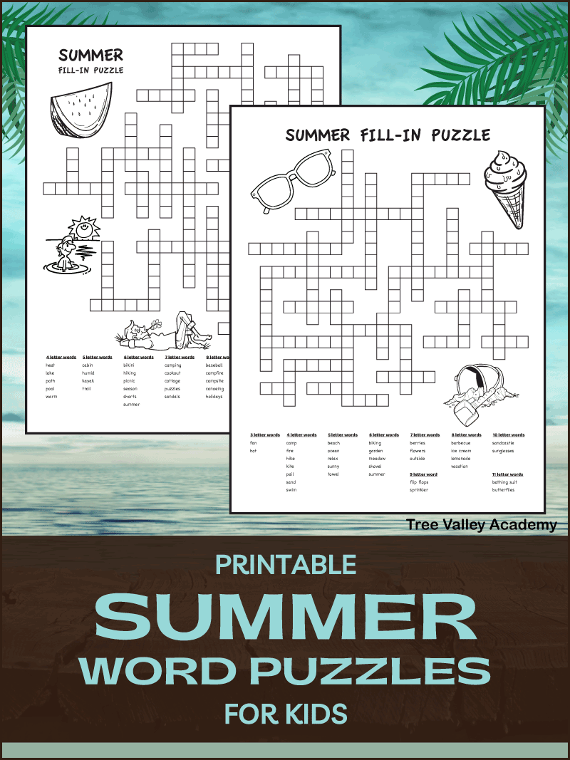 fun summer fill in puzzles for kids tree valley academy