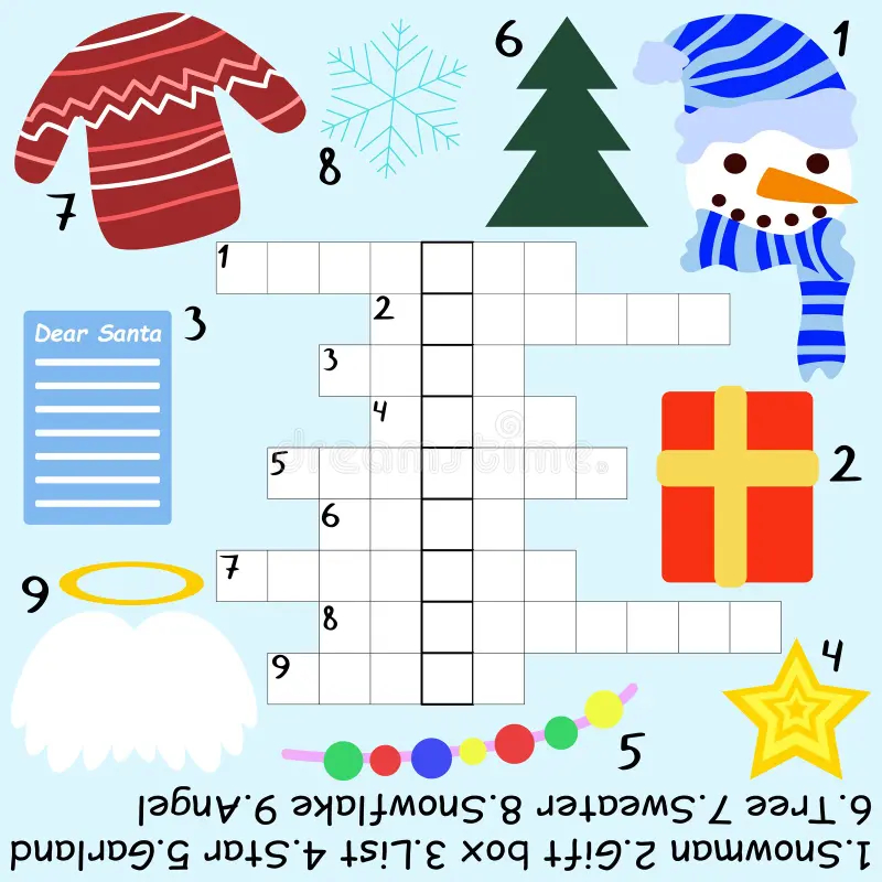 Funny Christmas Crossword For Kids Stock Vector Illustration Stock Vector Illustration Of Education Colorful 205784511