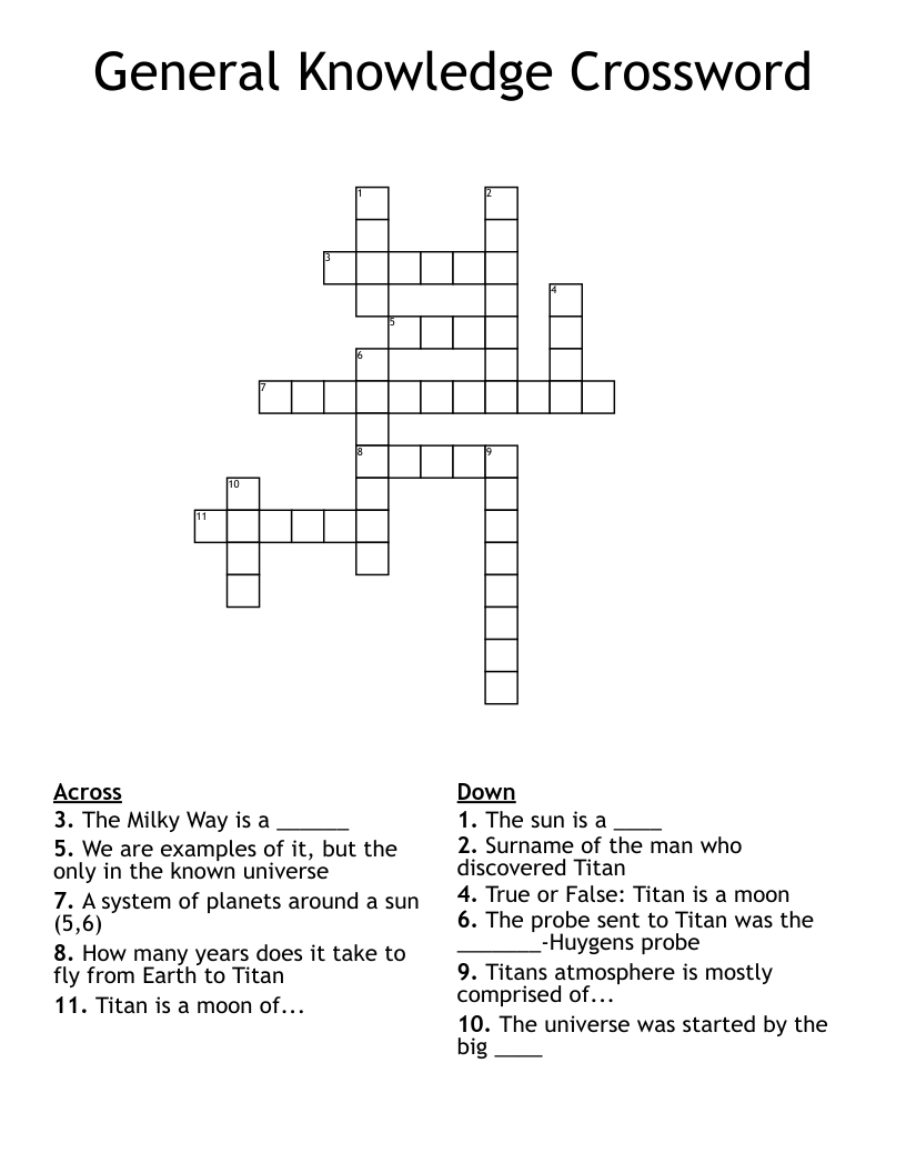 General Knowledge Crossword WordMint