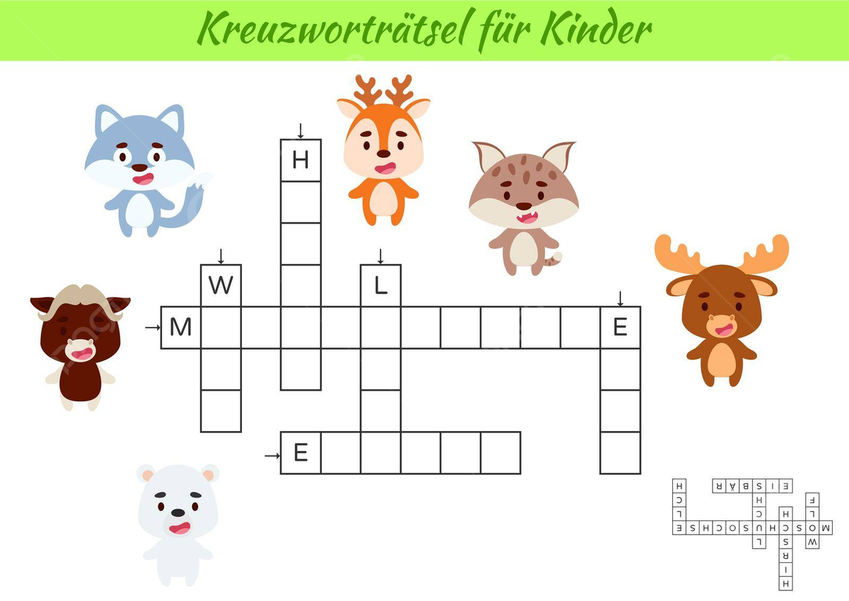 German Animal Crossword For Kids Educational Printable With Answers Vector Printable Activity Find PNG And Vector With Transparent Background For Free Download