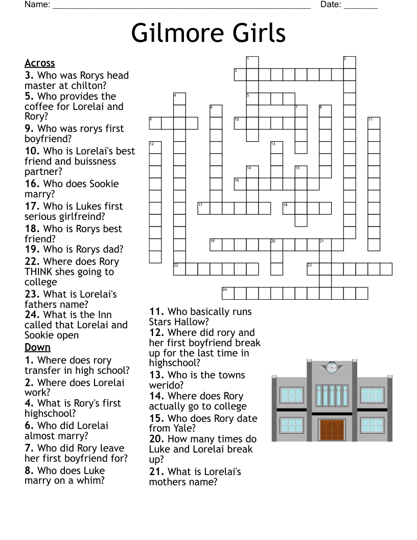Gilmore Girls Crossword WordMint Gilmore Girls Crossword WordMint