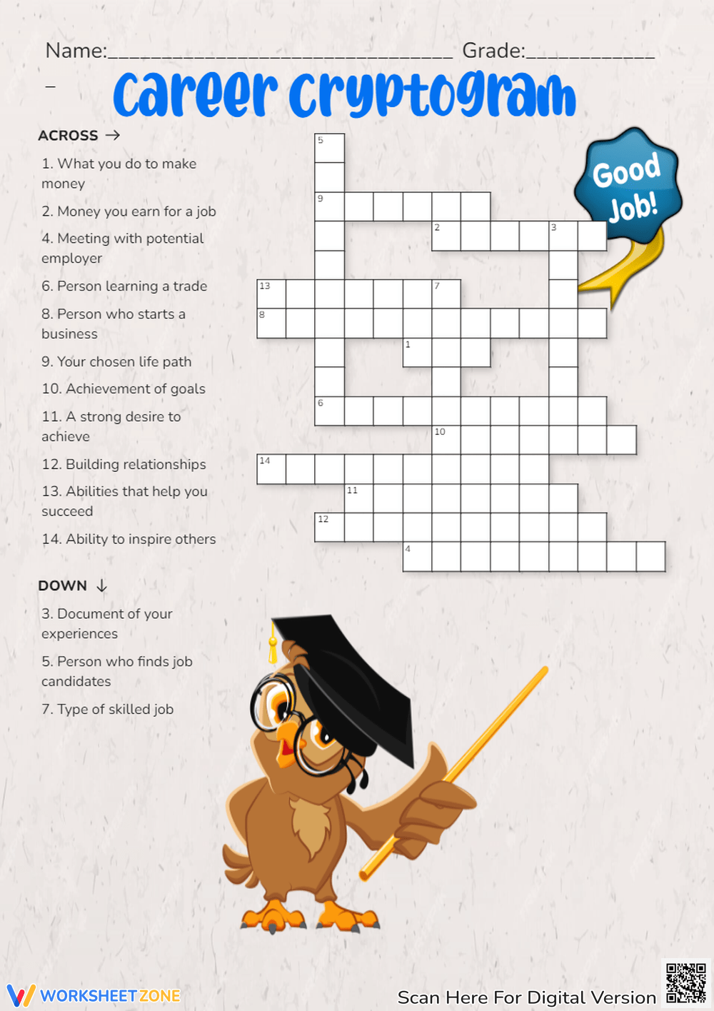 Career Crossword Puzzle Printable