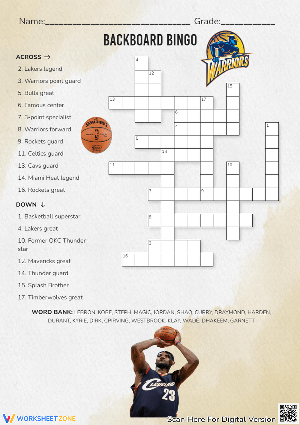 Grade 1 Sports Crossword Puzzles Worksheets 2025