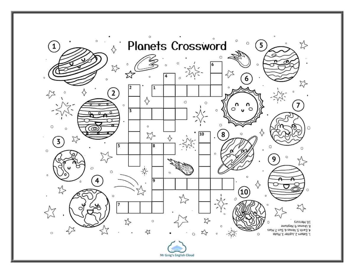 Second Grade Crossword Puzzles Printable