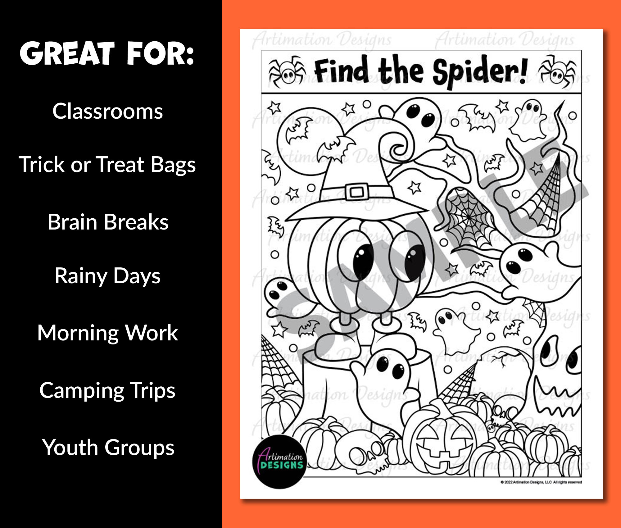Halloween Coloring Pages Seek And Find Hidden Object Fall Classroom Party Activity Classful