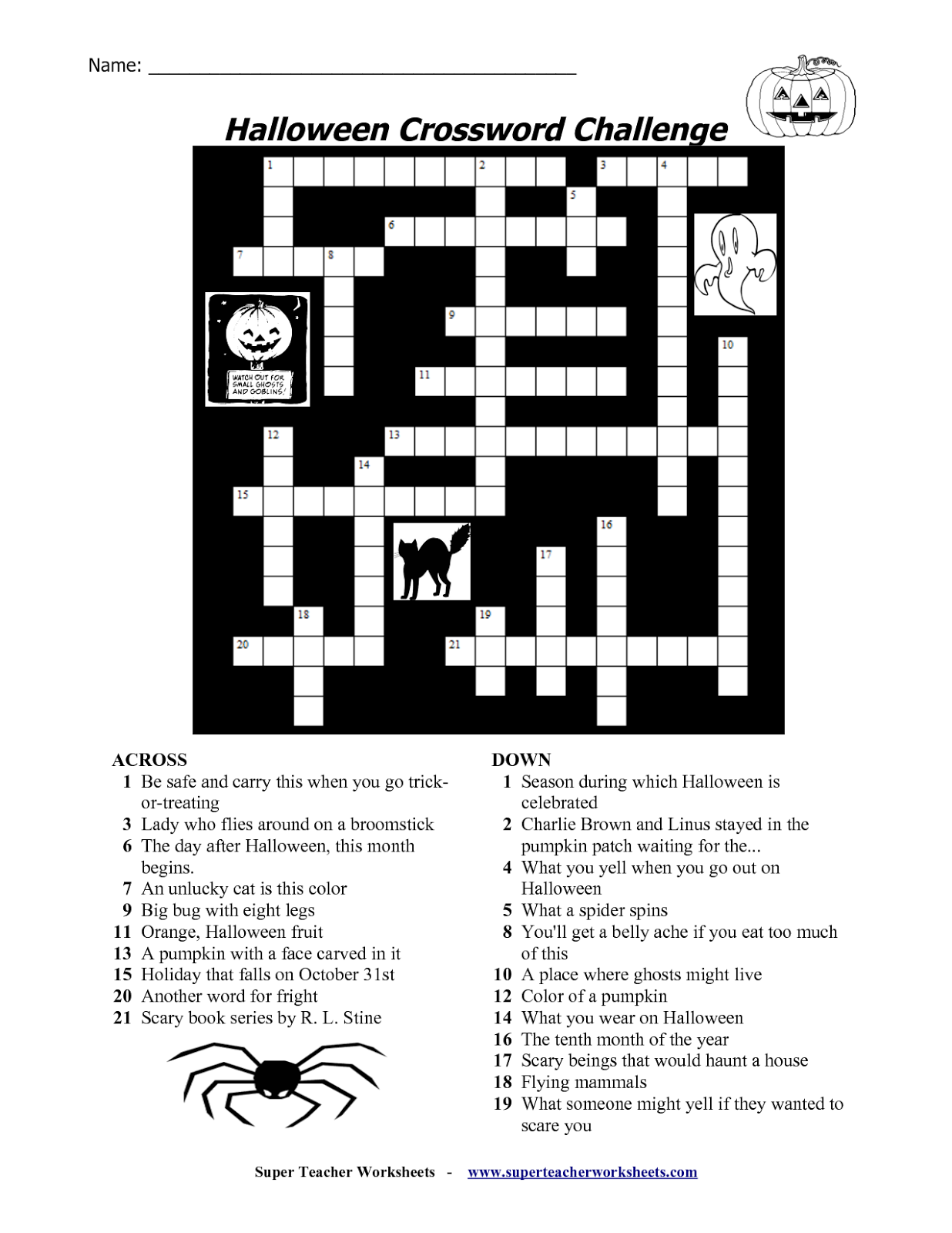 Halloween Cross Word Puzzles