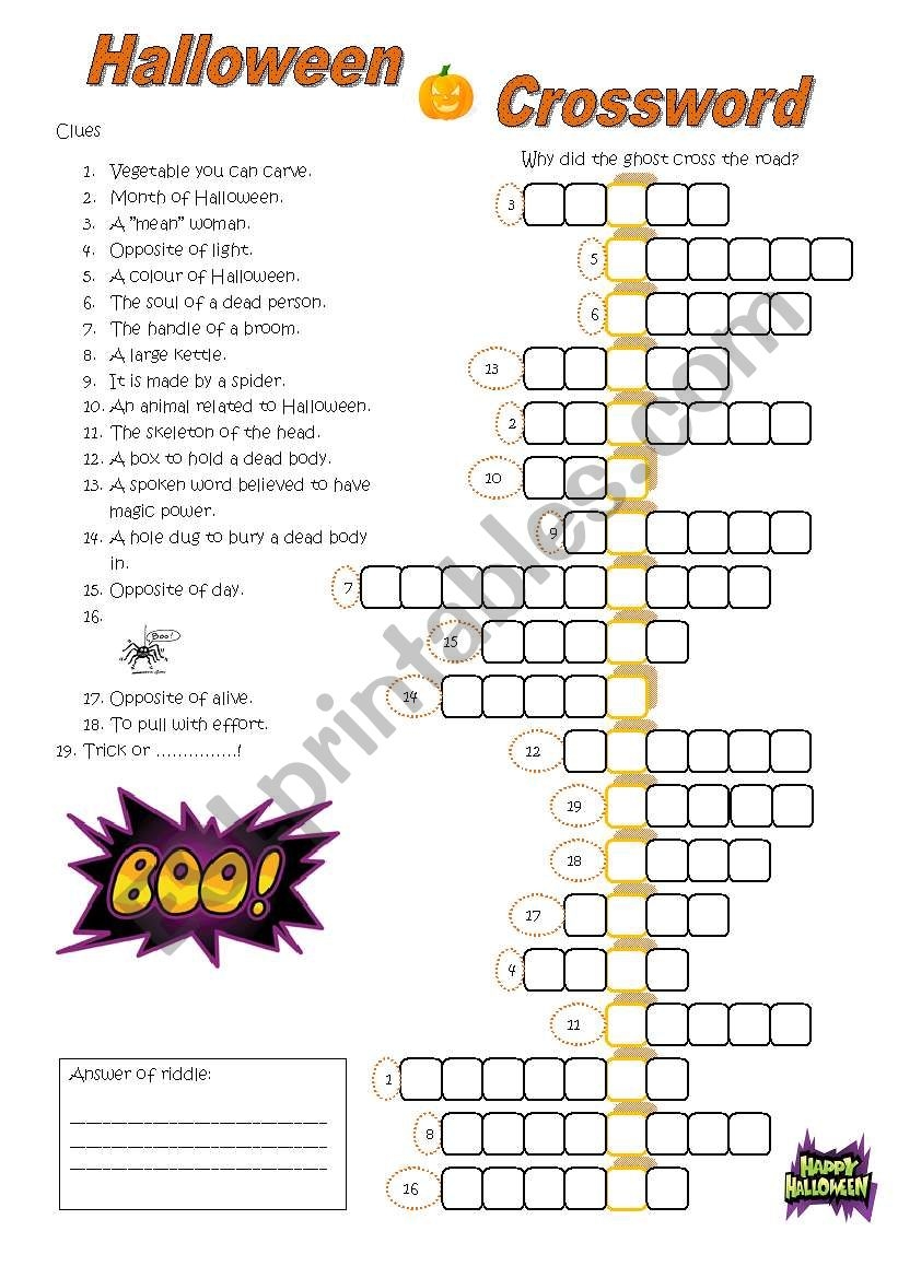 Halloween Crossword ESL Worksheet By Mulle Halloween Crossword ESL Worksheet By Mulle