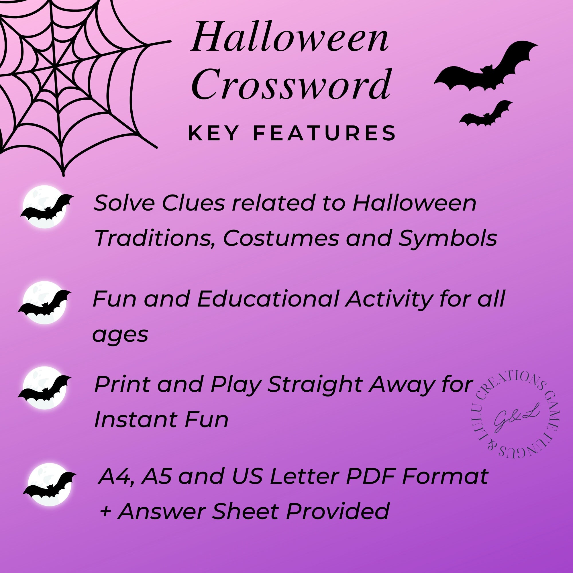 Halloween Crossword Printable Instant Download Halloween Fun Games Printable Family Fun For Kids And Adults Fun Halloween Download PDF Etsy