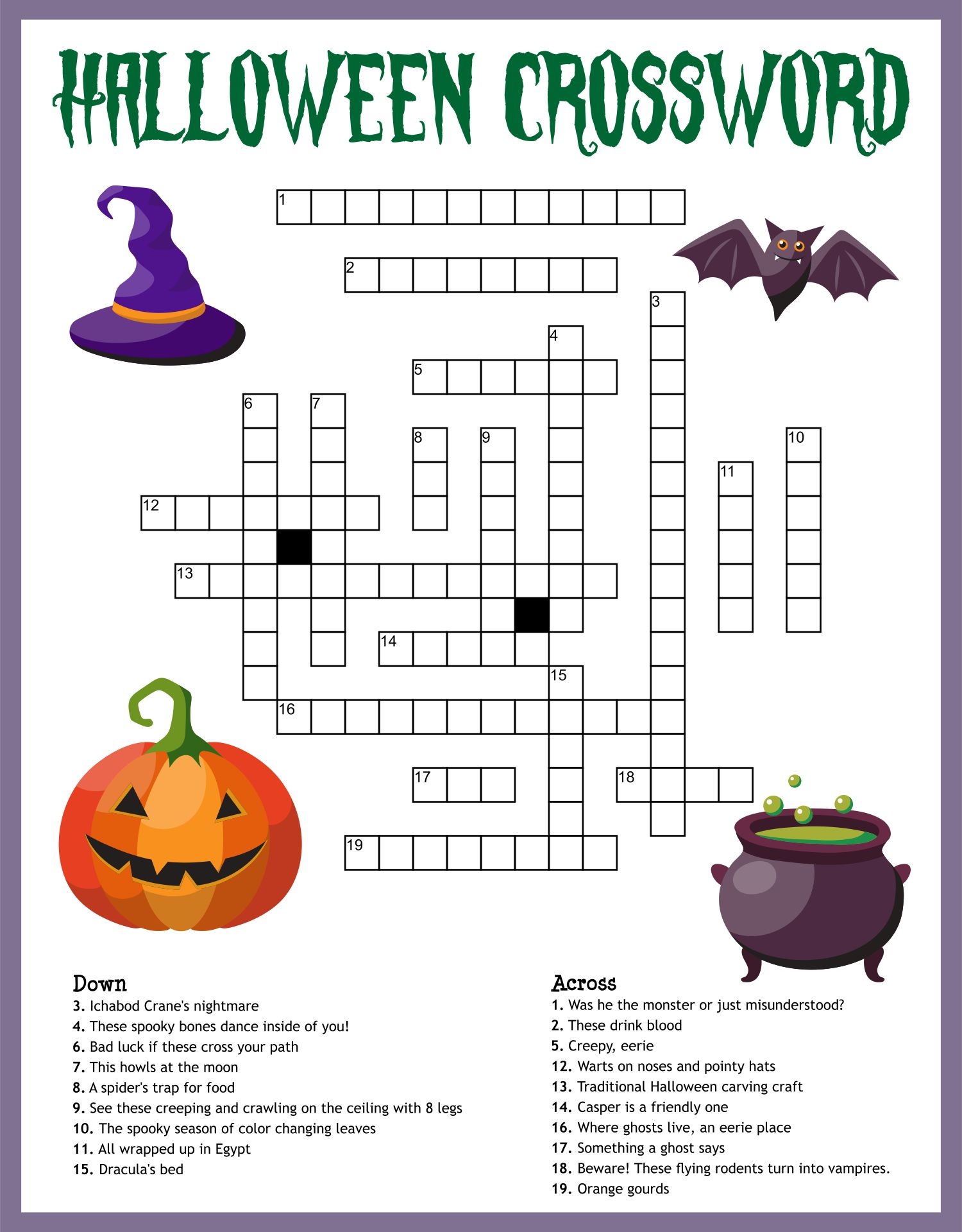 Halloween Crossword Puzzle 15 Free PDF Printables Printablee Halloween Crossword Puzzle 15 Free PDF Printables Printablee