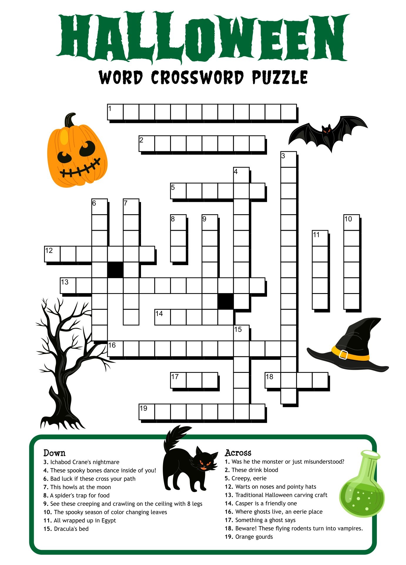 Halloween Crossword Puzzle 15 Free PDF Printables Printablee