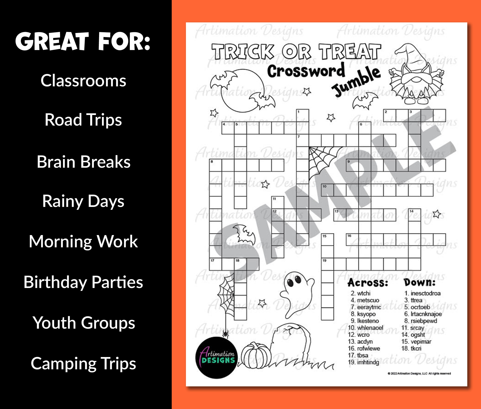Halloween Crossword Puzzle Printable