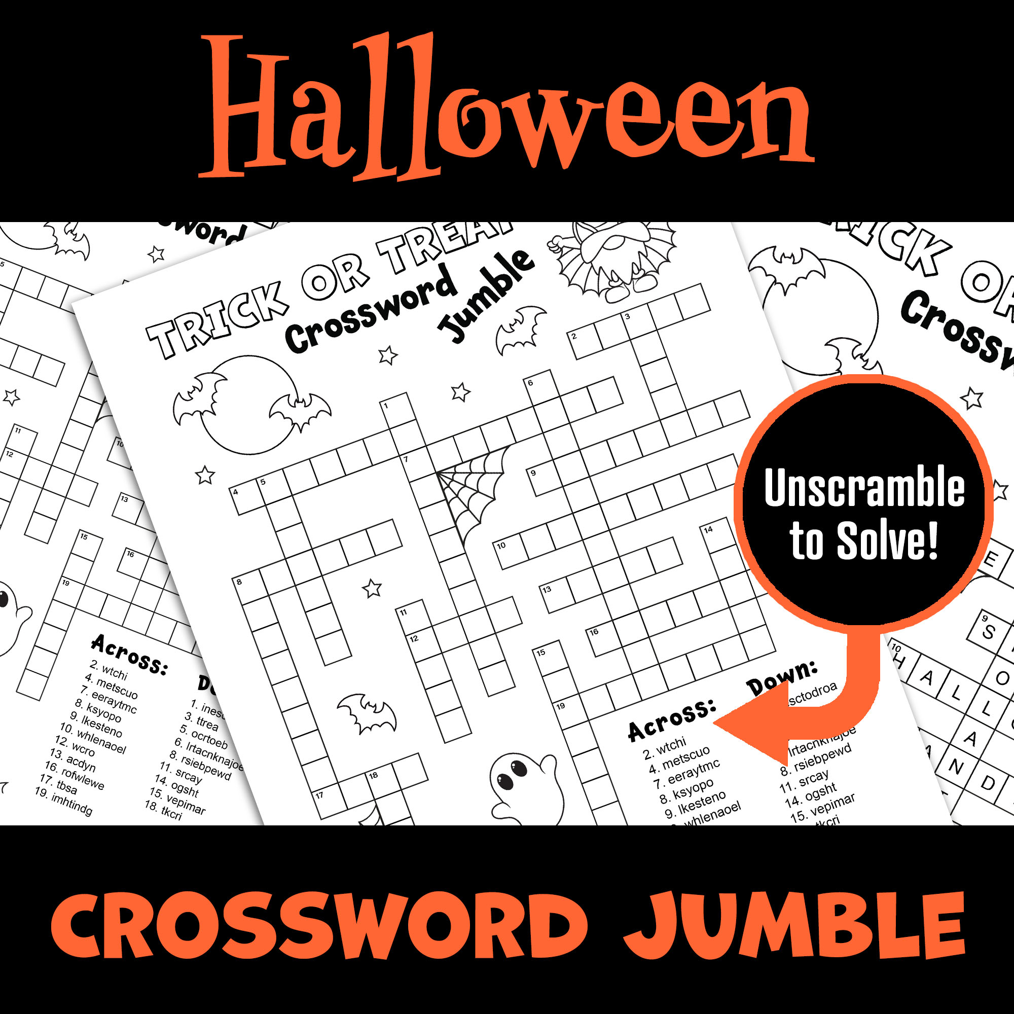 Halloween Crossword Printable Adult