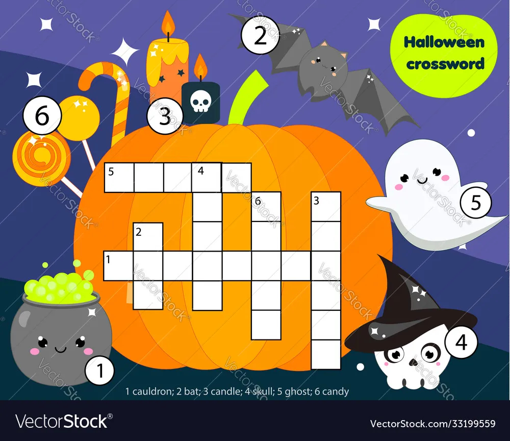halloween crossword puzzle for kids royalty free vector