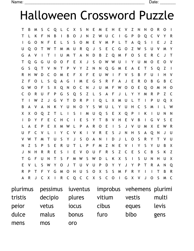 Halloween Crossword Puzzle Word Search WordMint