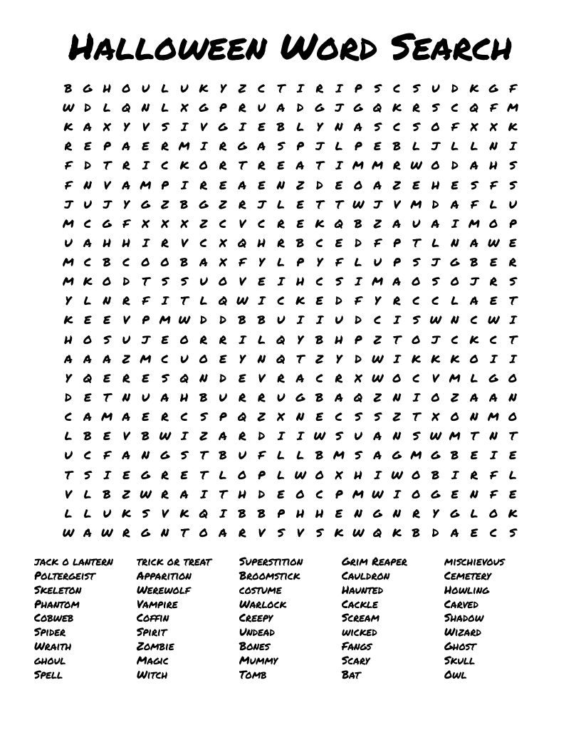 Halloween Crossword Puzzle Word Search WordMint