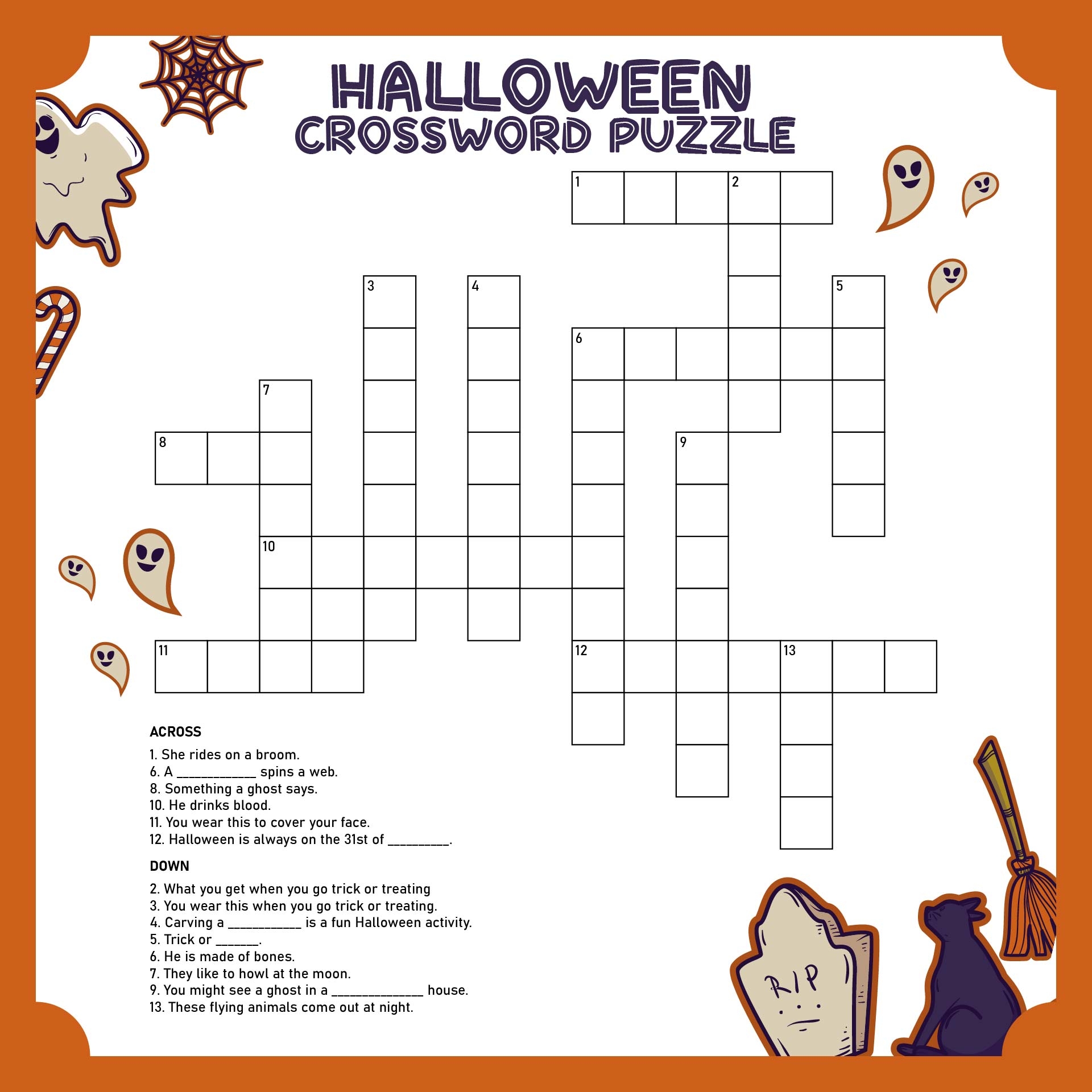 Free Printable Halloween Crosswords