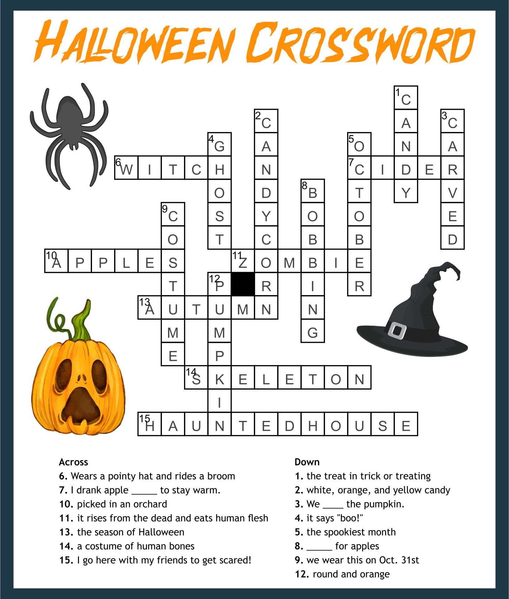 Printable Halloween -themed Crossword Puzzles Printable Halloween -themed Crossword Puzzles