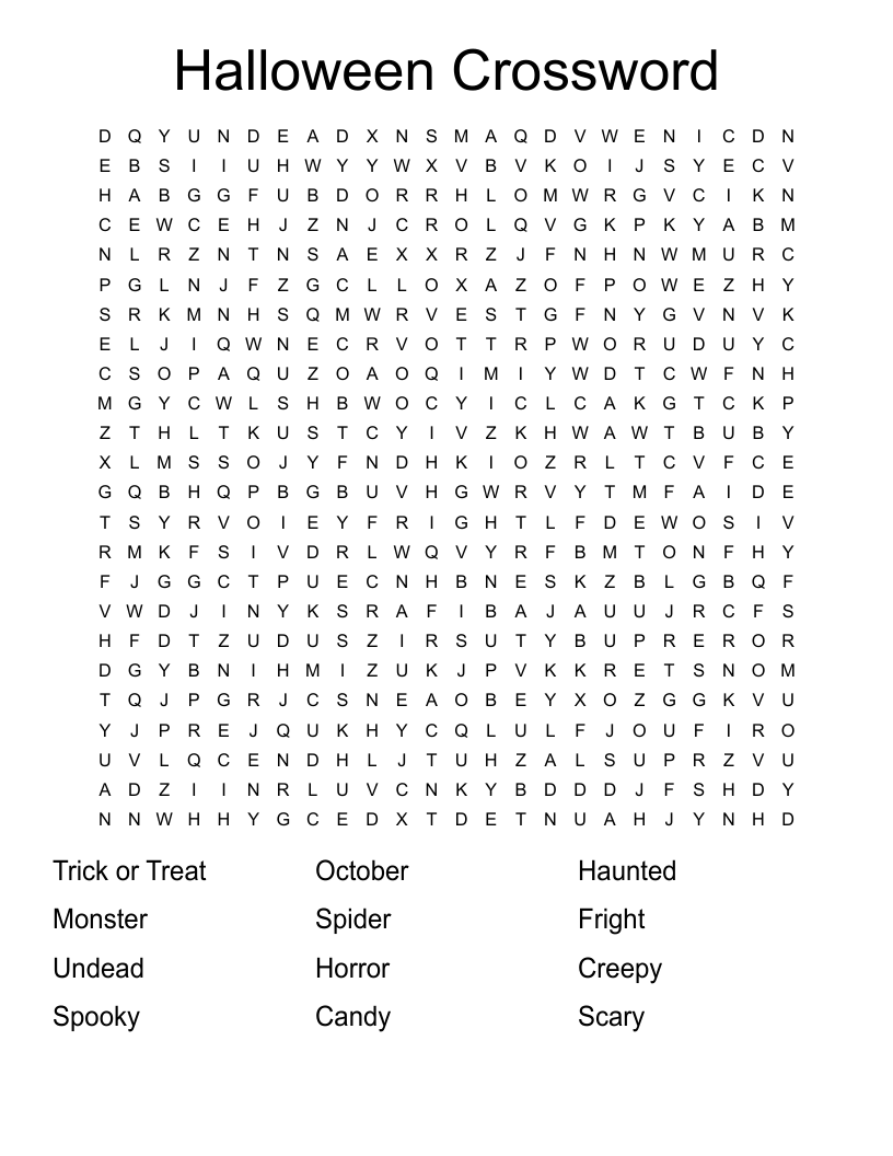 Halloween Crossword Word Search WordMint