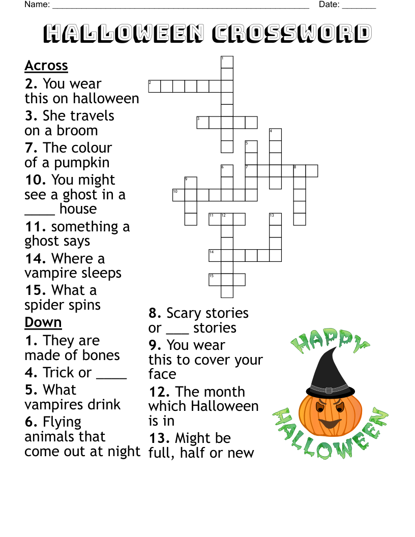 Halloween Crossword Online Free Printable