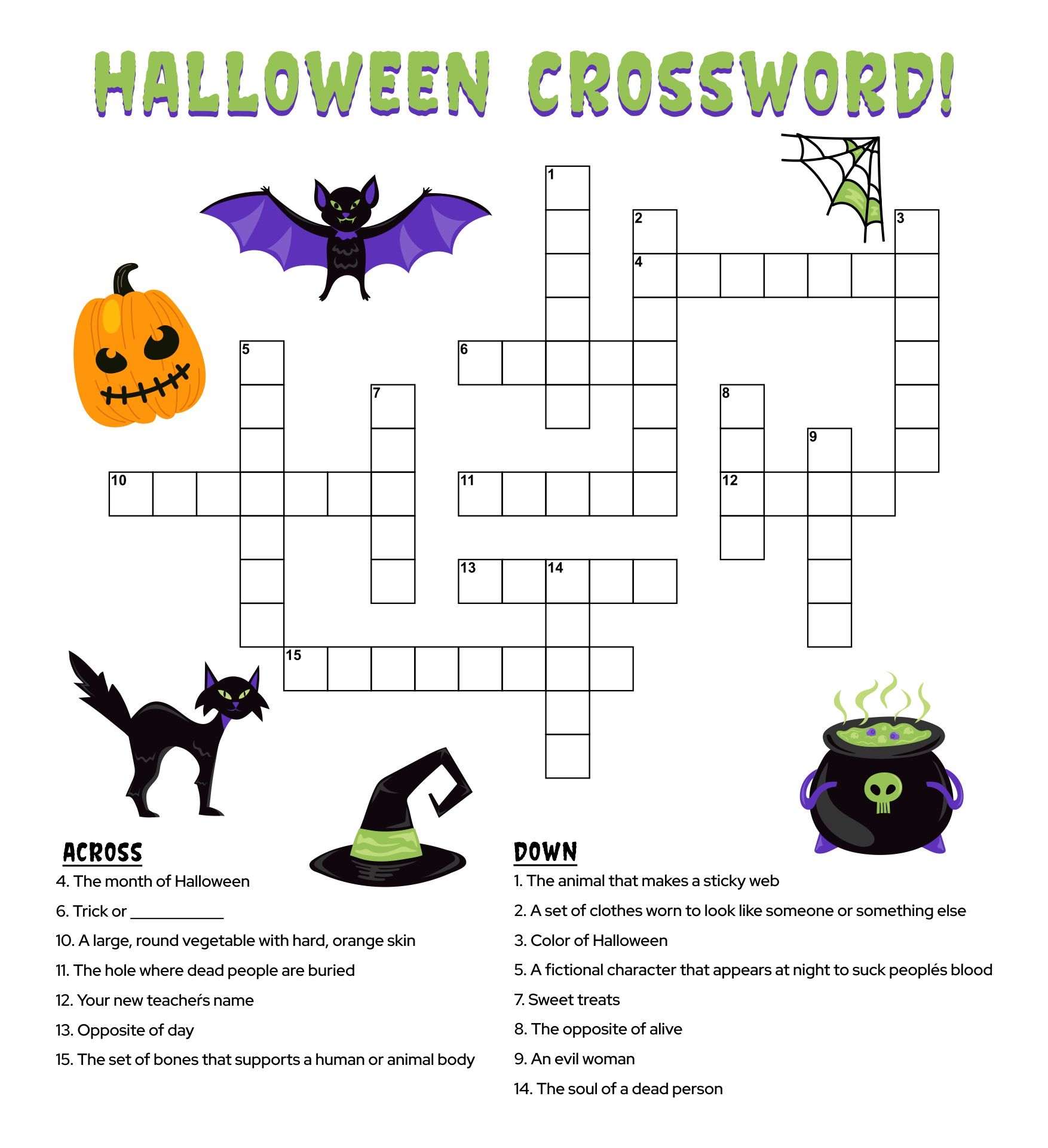 Easy Halloween Crossword Printable PDF