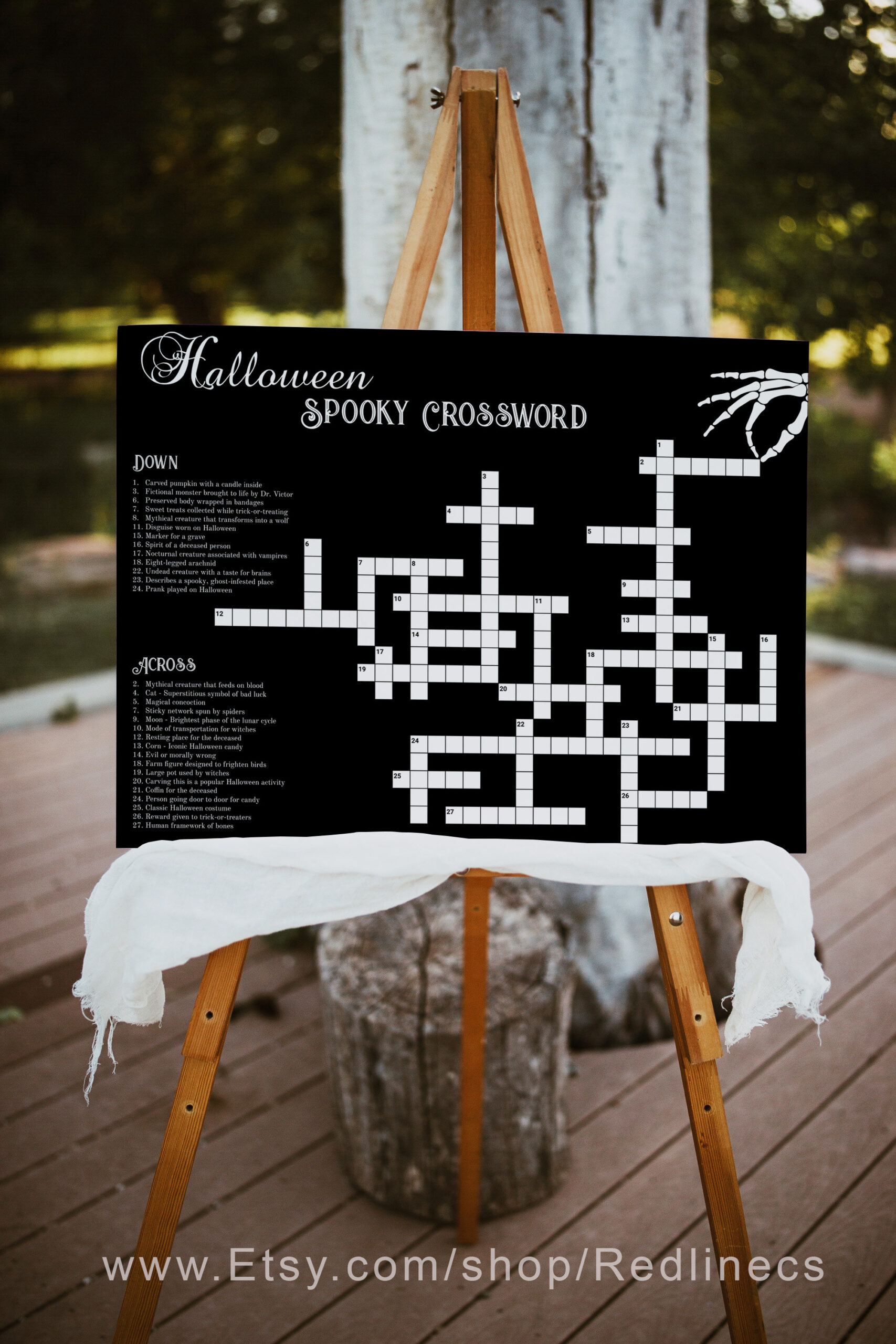 halloween game large crossword puzzle spooky game large sign with answer key instant download printable aa015