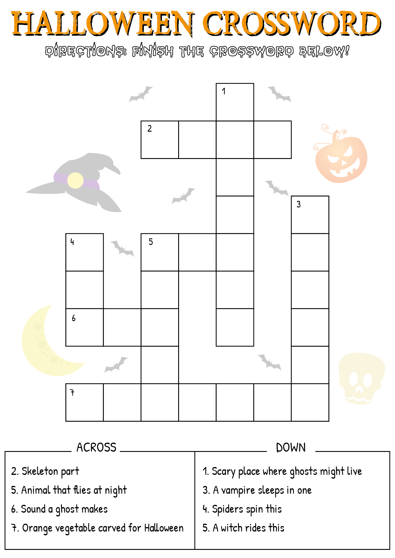 Free Printable Halloween Crossword Puzzle Templates for Kids