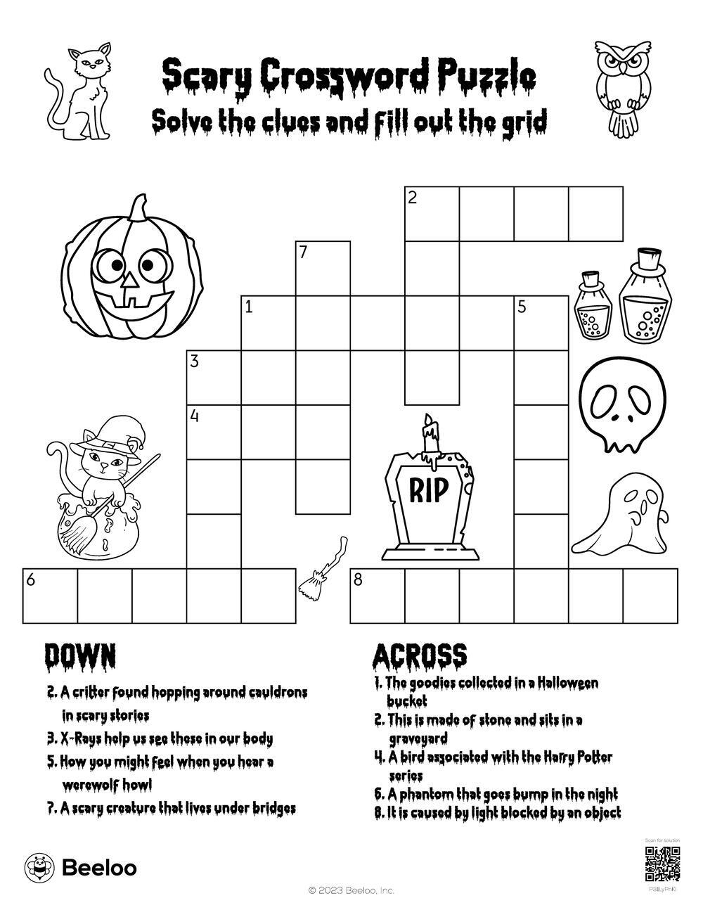 Halloween themed Crossword Puzzles Beeloo Printable Crafts And Activities For Kids Halloween themed Crossword Puzzles Beeloo Printable Crafts And Activities For Kids