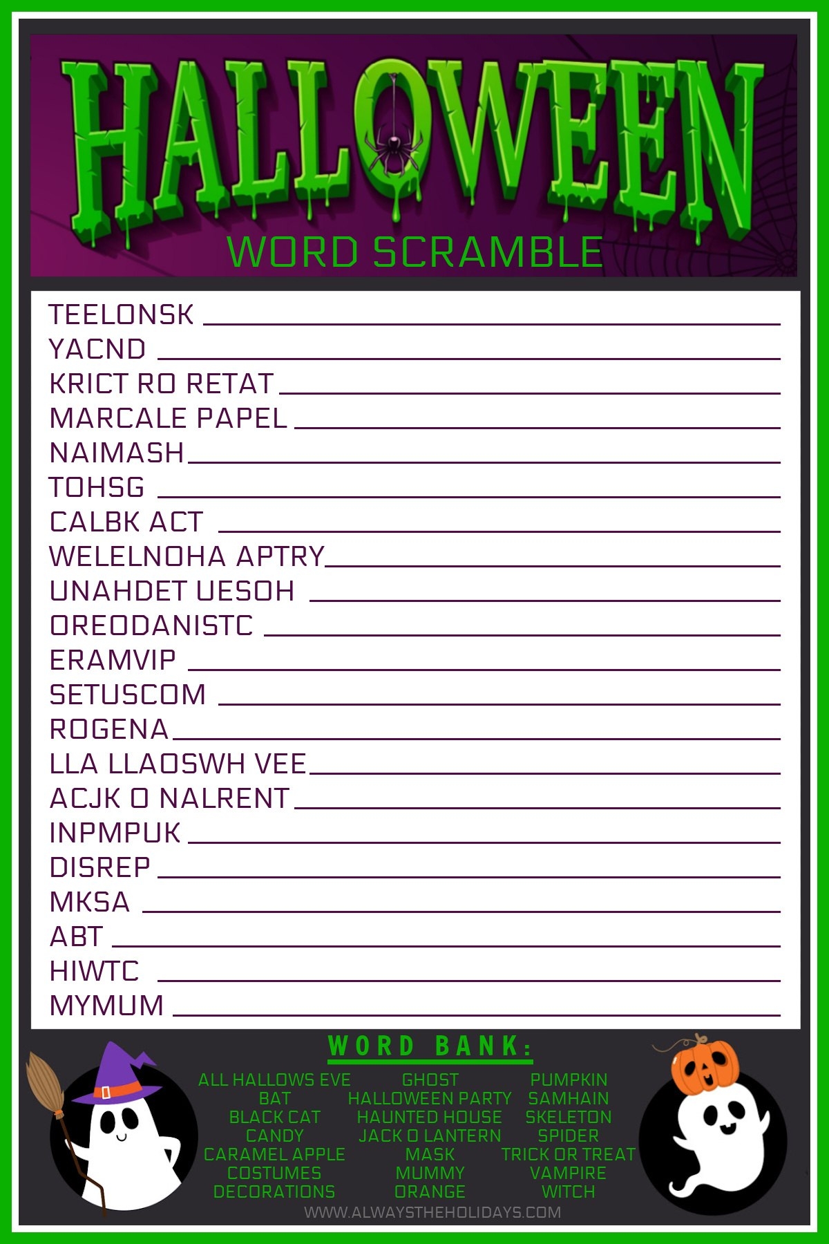 Hard Halloween Crossword Puzzles Printable
