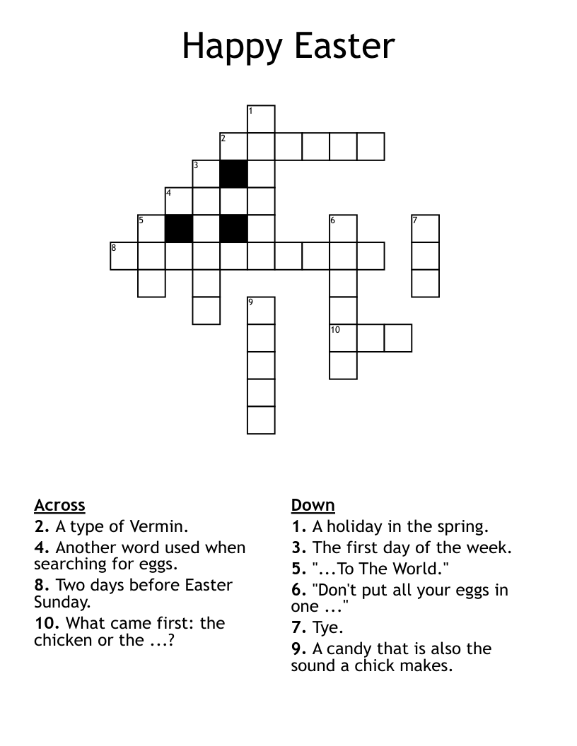 Happy Easter Crossword WordMint Happy Easter Crossword WordMint