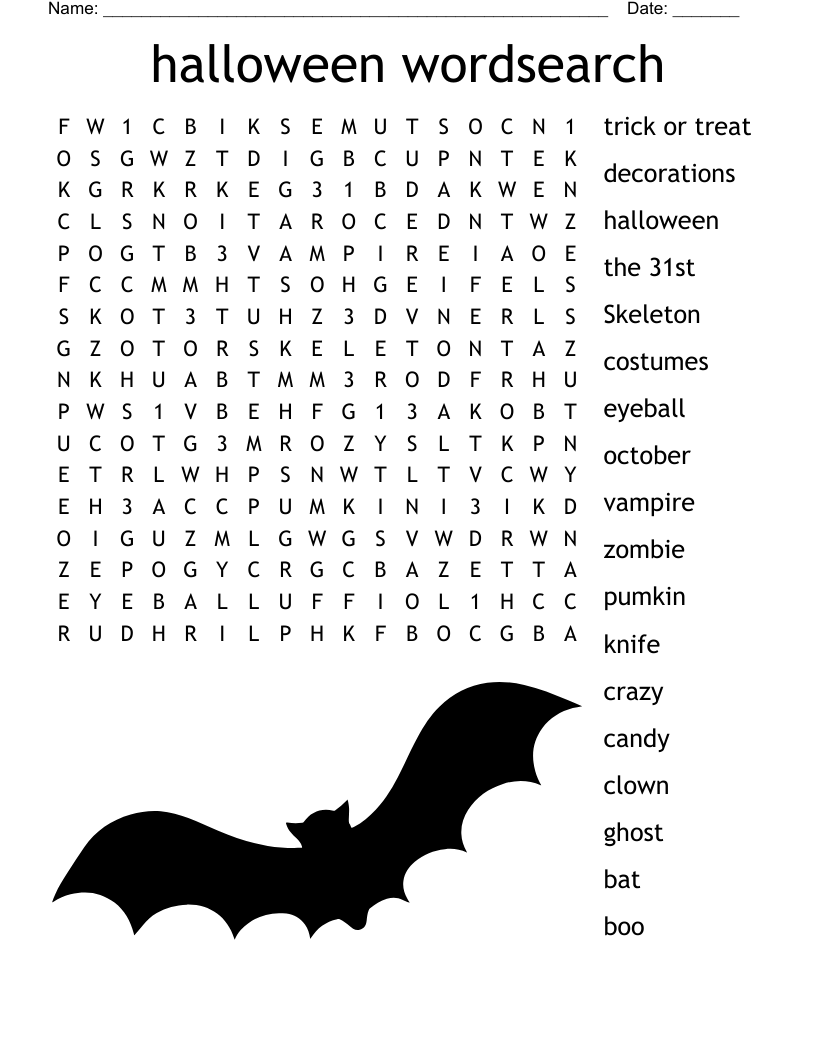Happy Halloween Crossword WordMint