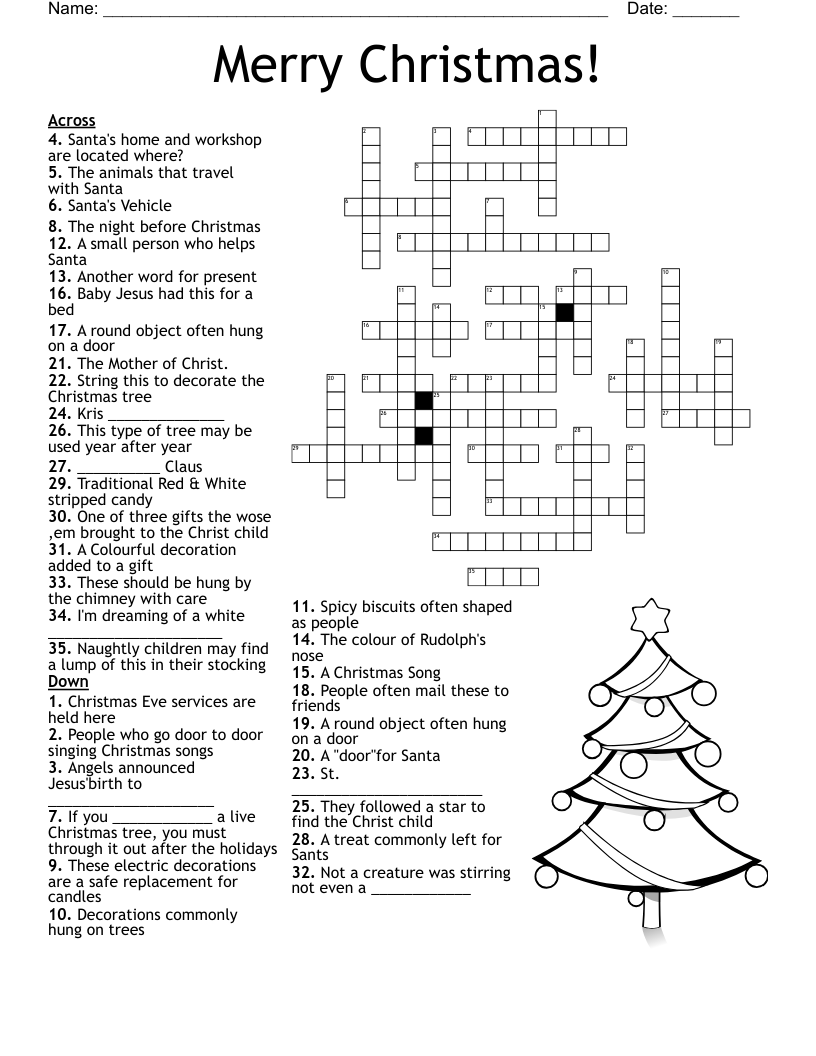 holiday crossword puzzle wordmint