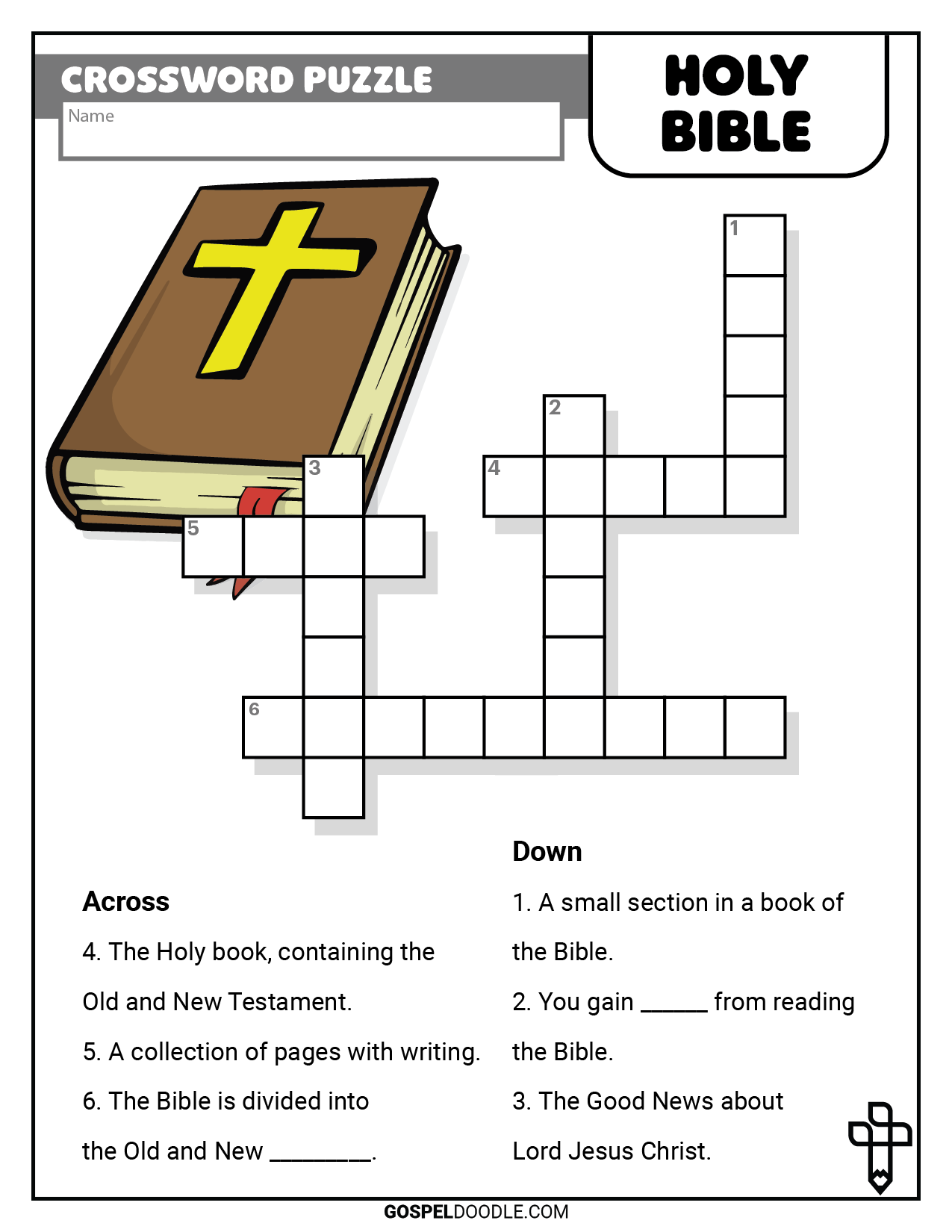 Holy Bible Crossword Puzzle Gospel Doodle