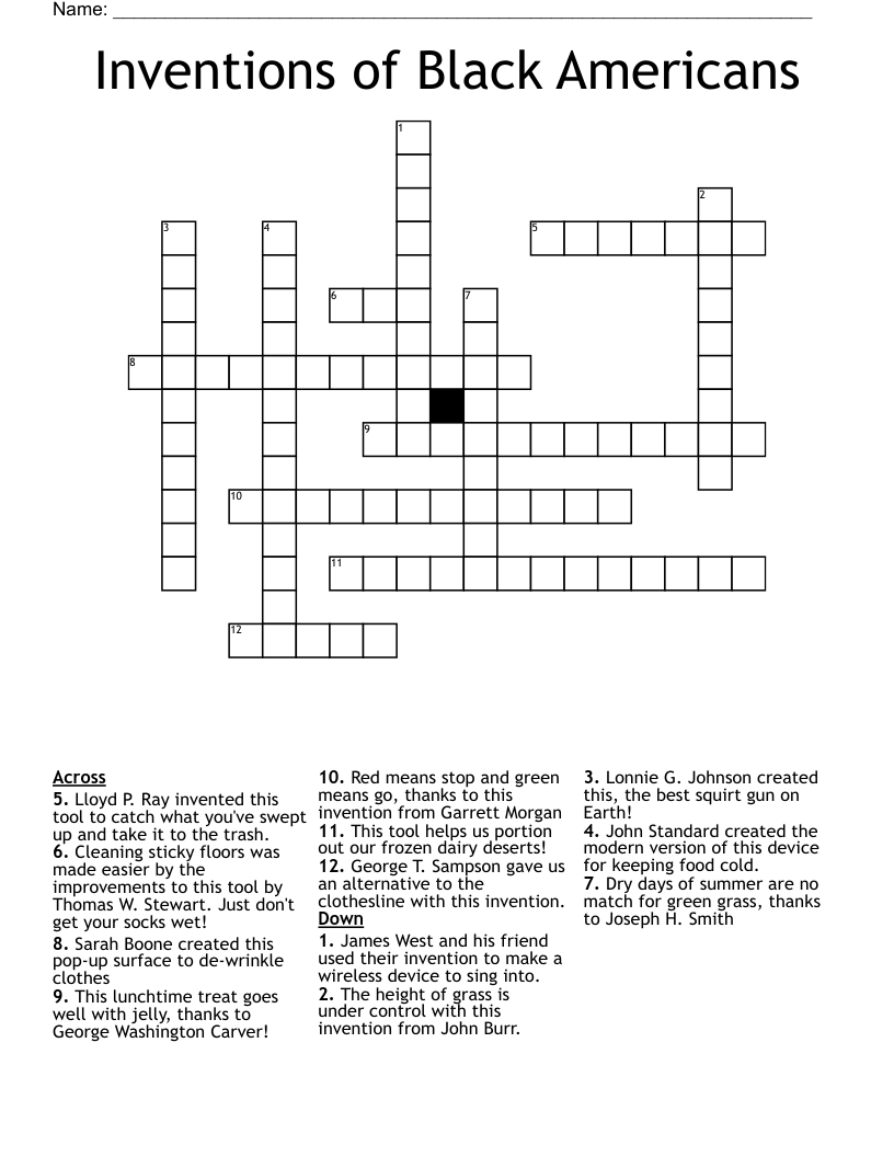 Inventions Of Black Americans Crossword WordMint