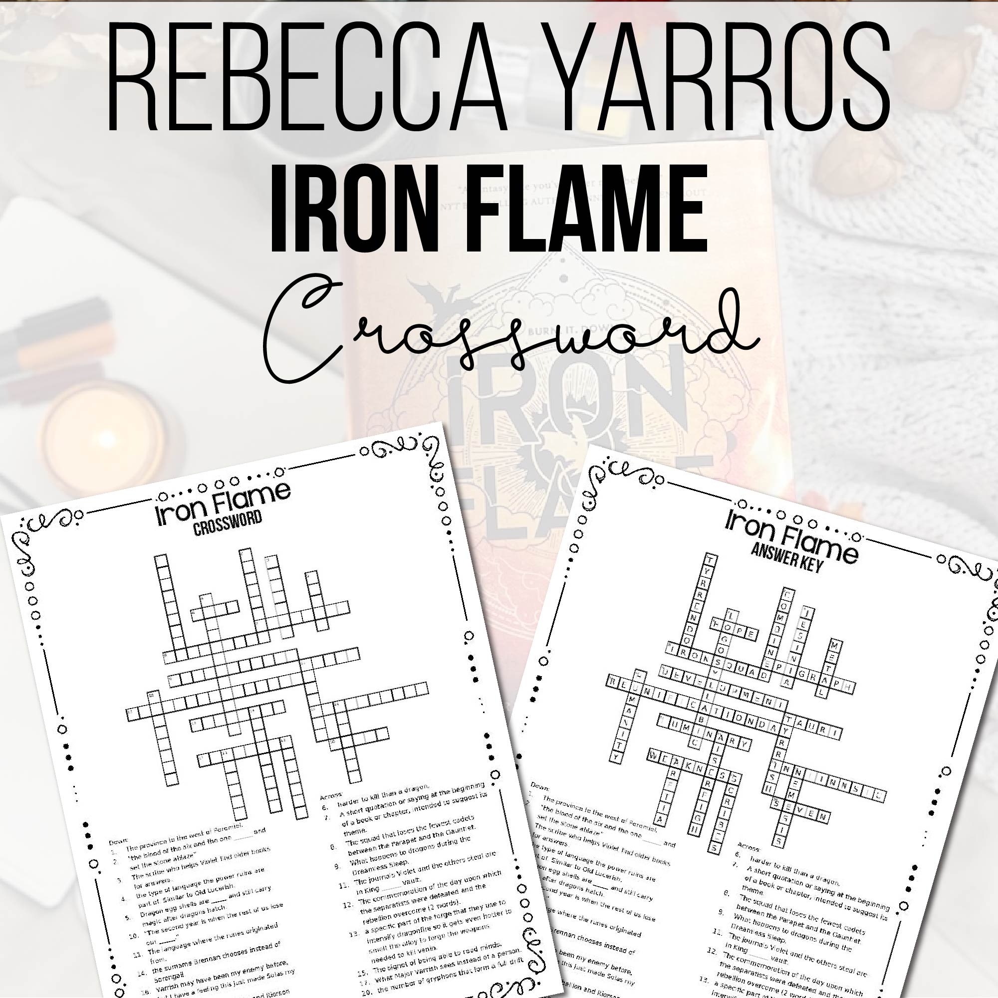 iron flame crossword puzzle bookish printables iron flame crossword puzzle bookish printables