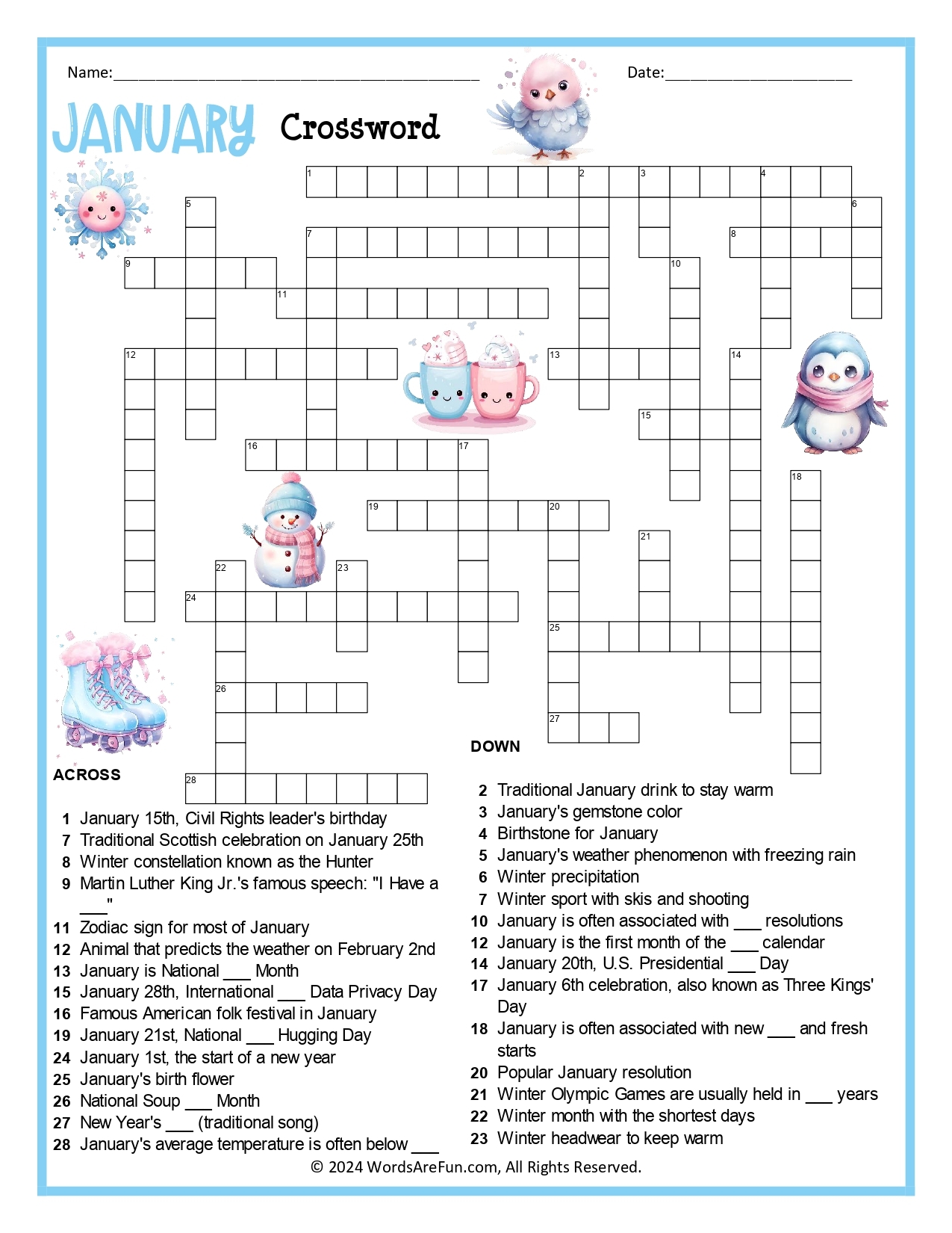 january crossword puzzle