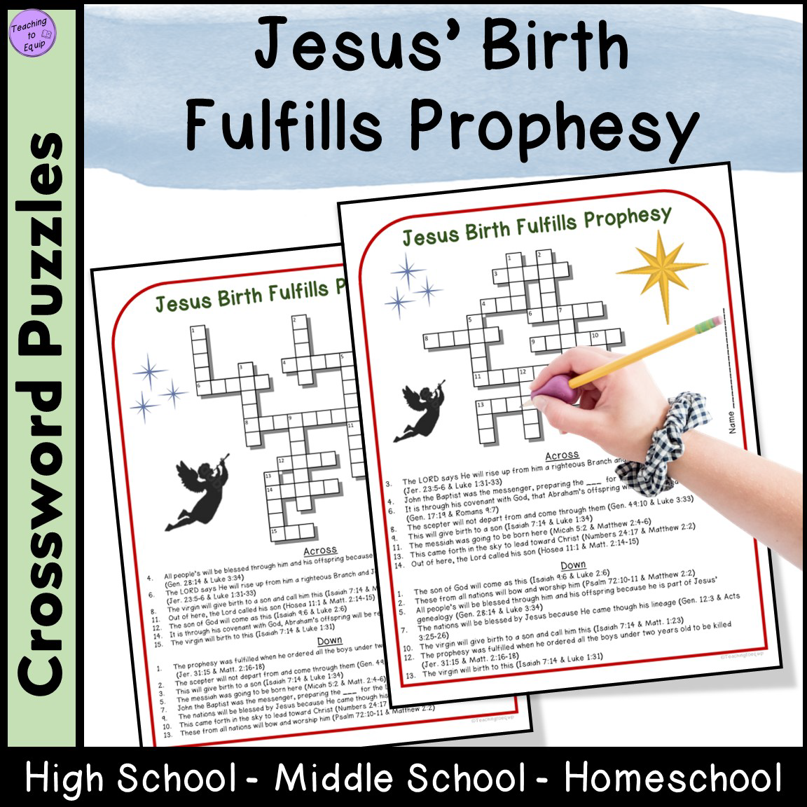 Jesus Birth Fulfills Bible Prophesy Christmas Crossword Puzzle Activity Classful