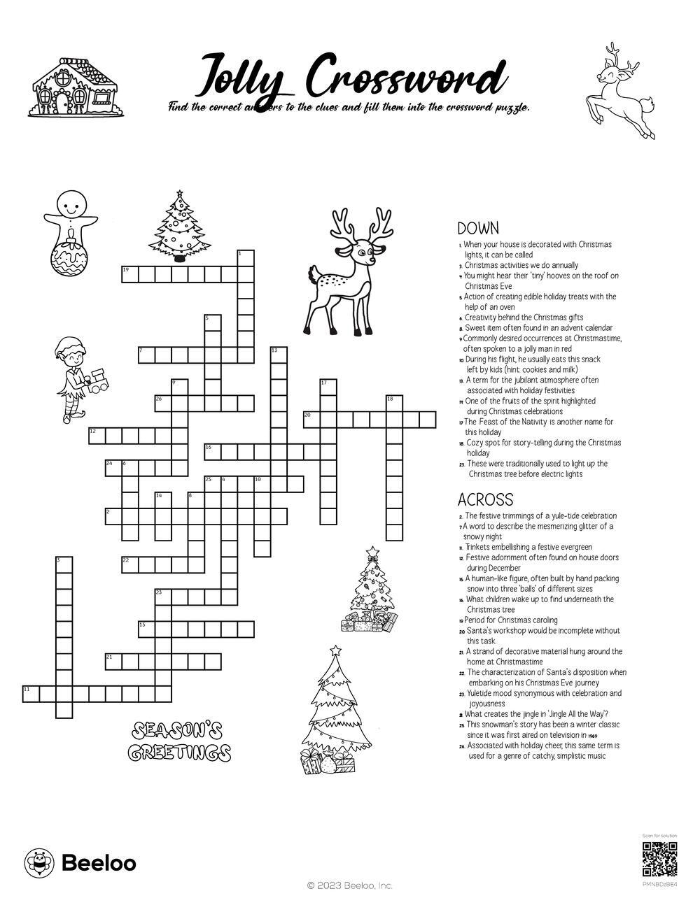 Holiday Crossword Puzzles Printable