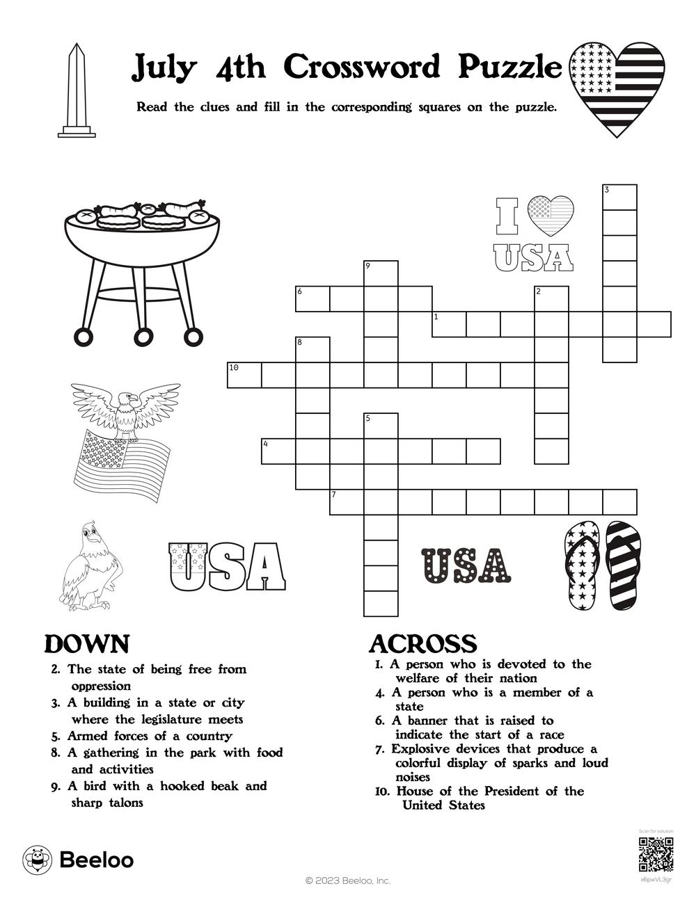 Printable Crossword Puzzles for August