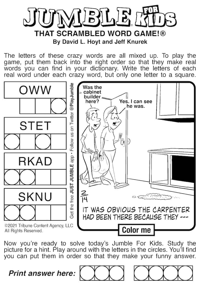 Jumble Crossword Puzzles Printable