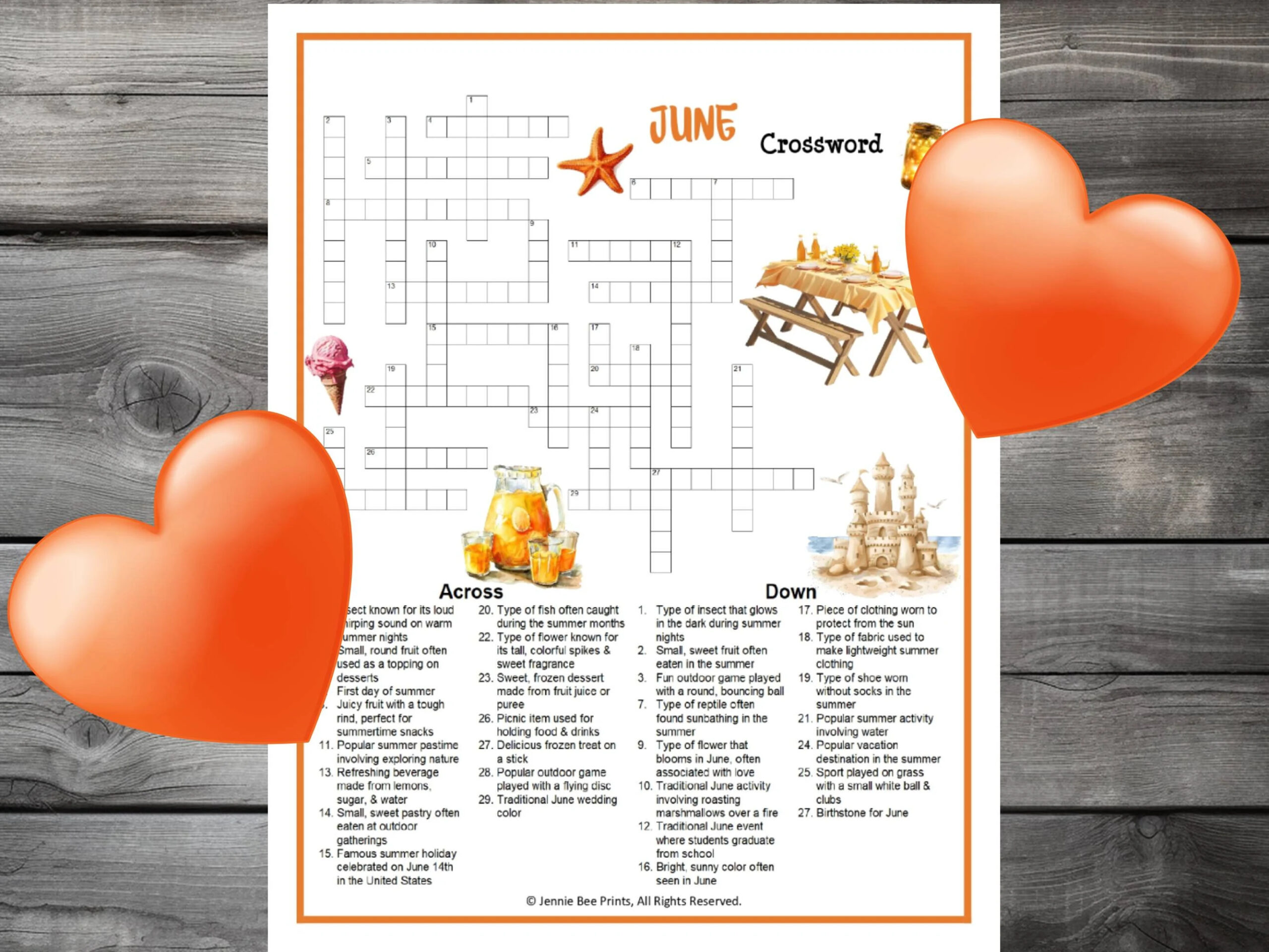 June Crossword Puzzle Printable