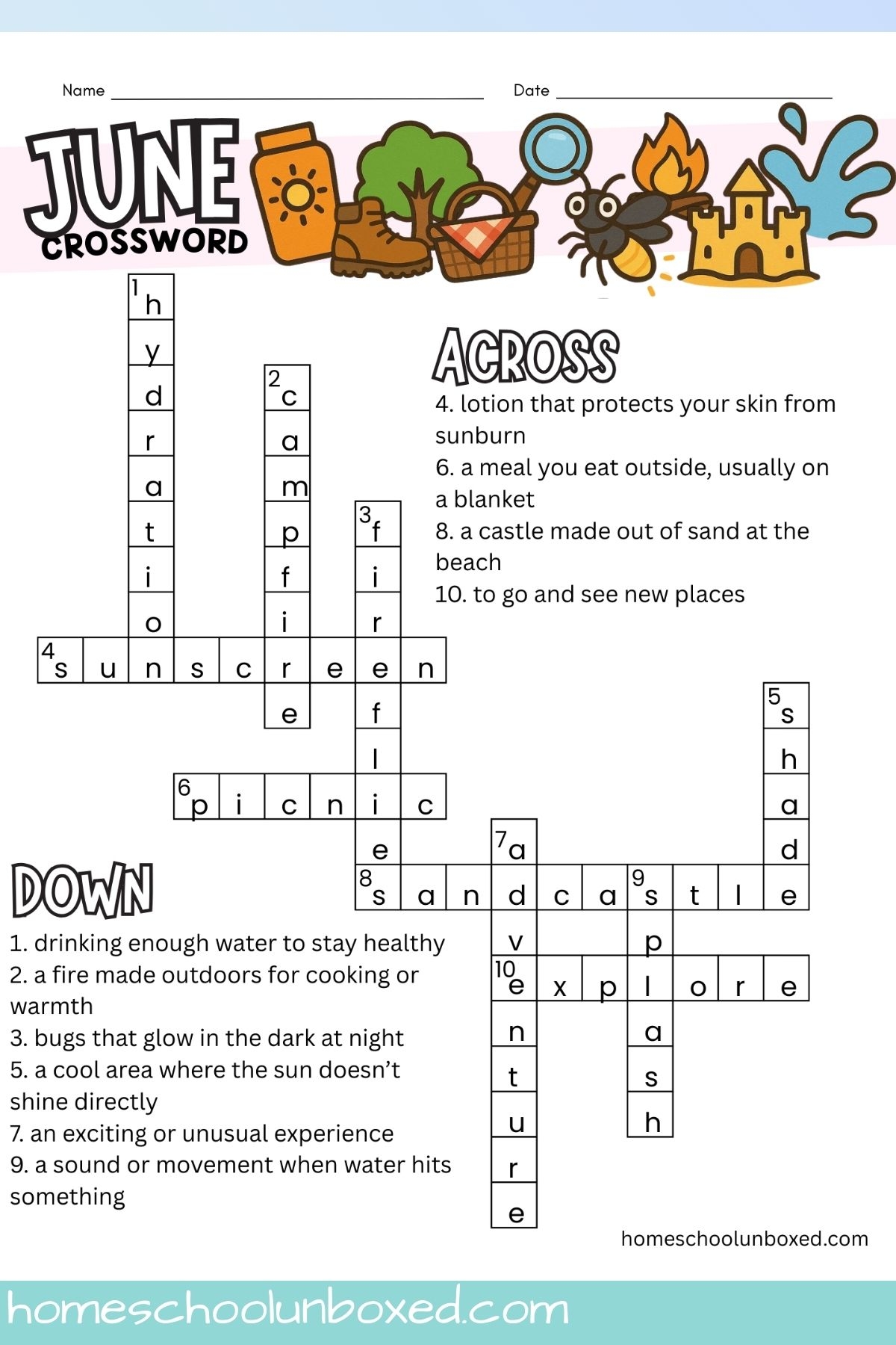 June Crossword Puzzle Free Printable Worksheets June Crossword Puzzle Free Printable Worksheets