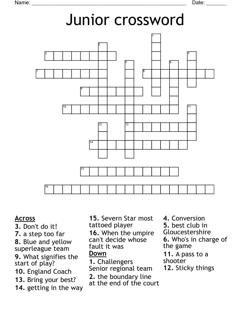 Junior Crossword WordMint Junior Crossword WordMint